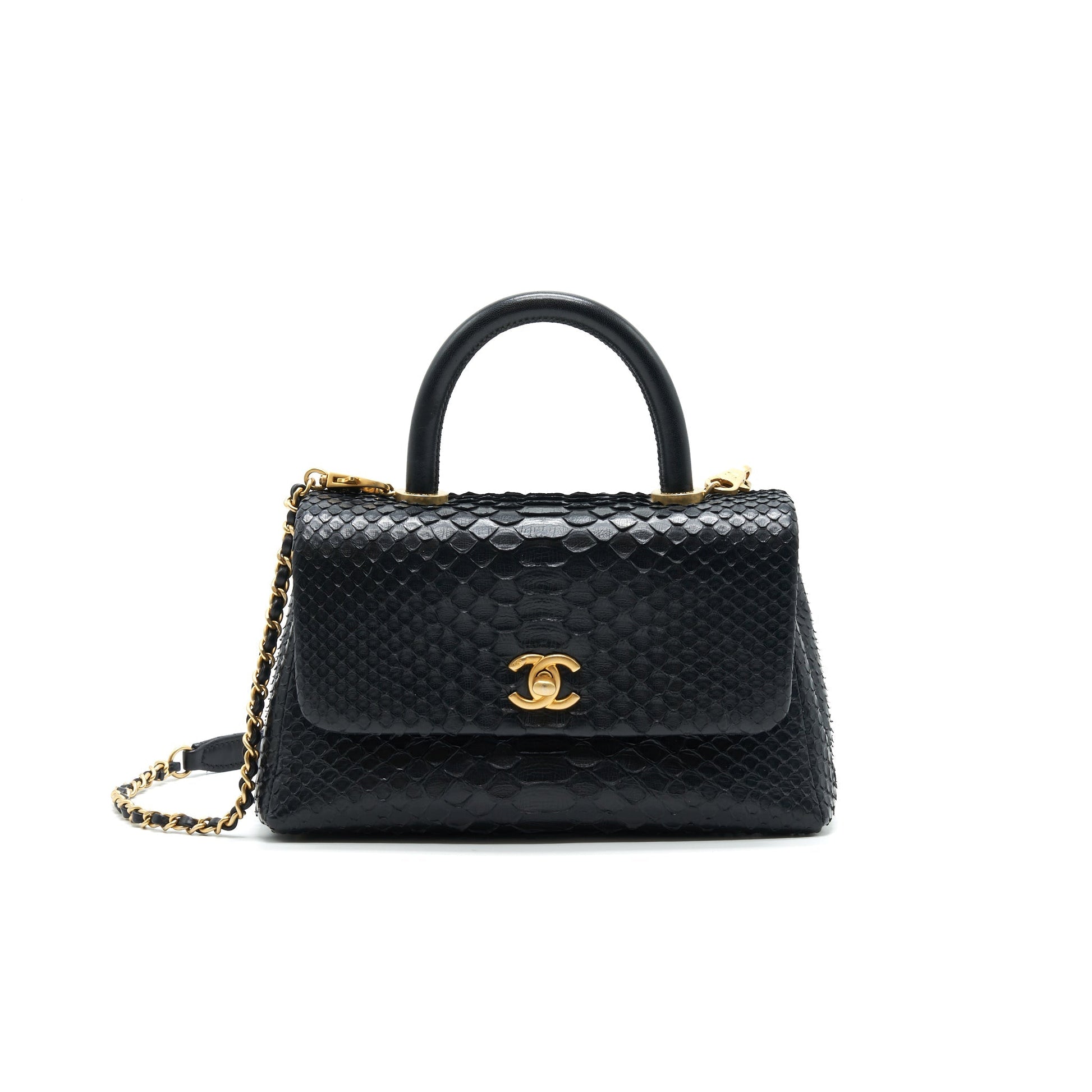 Chanel Coco Handle Mini Python Leather Black GHW Handbag