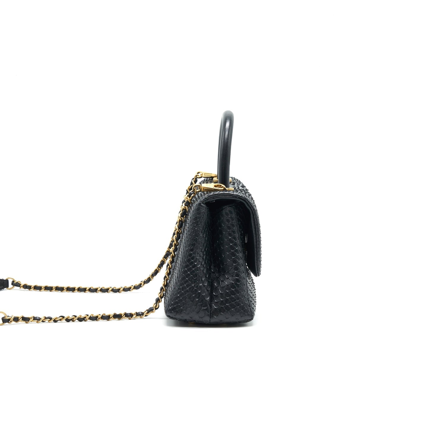Chanel Coco Handle Mini Python Leather Black GHW Handbag