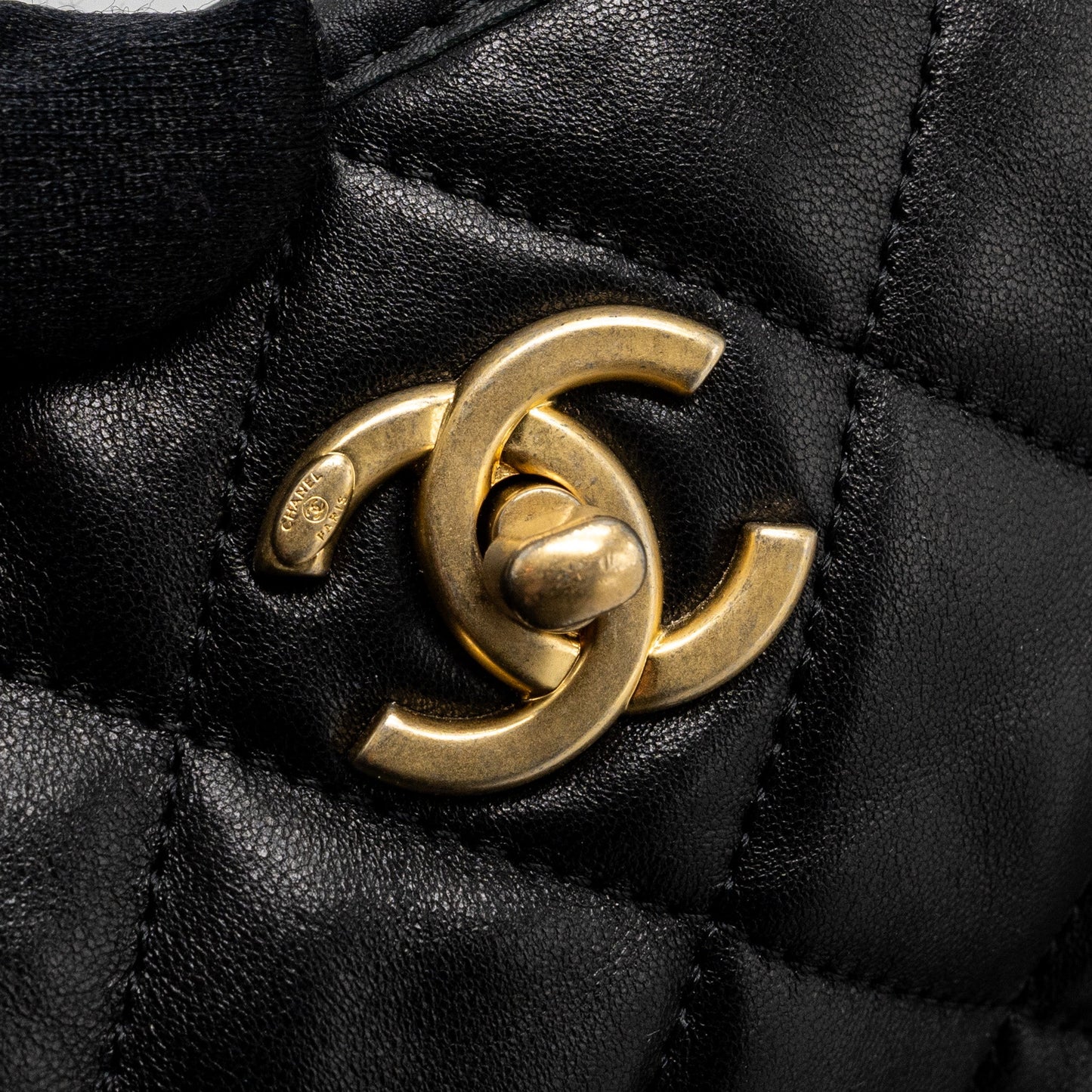 Chanel large tote bag Lambskin black brushed