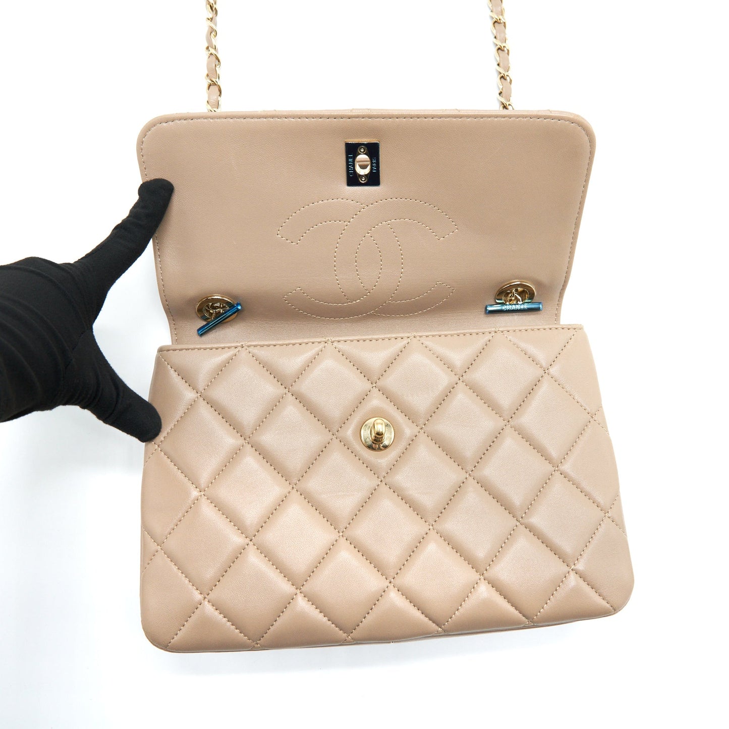 Chanel Trendy CC Flap Bag Lambskin Beige L