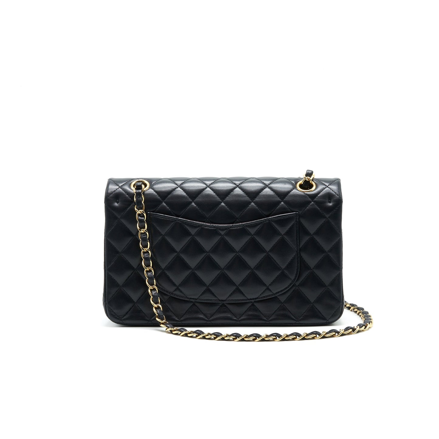 CHANEL MEDIUM CLASSIC DOUBLE FLAP LAMBSKIN BLACK GHW Shoulder Bag