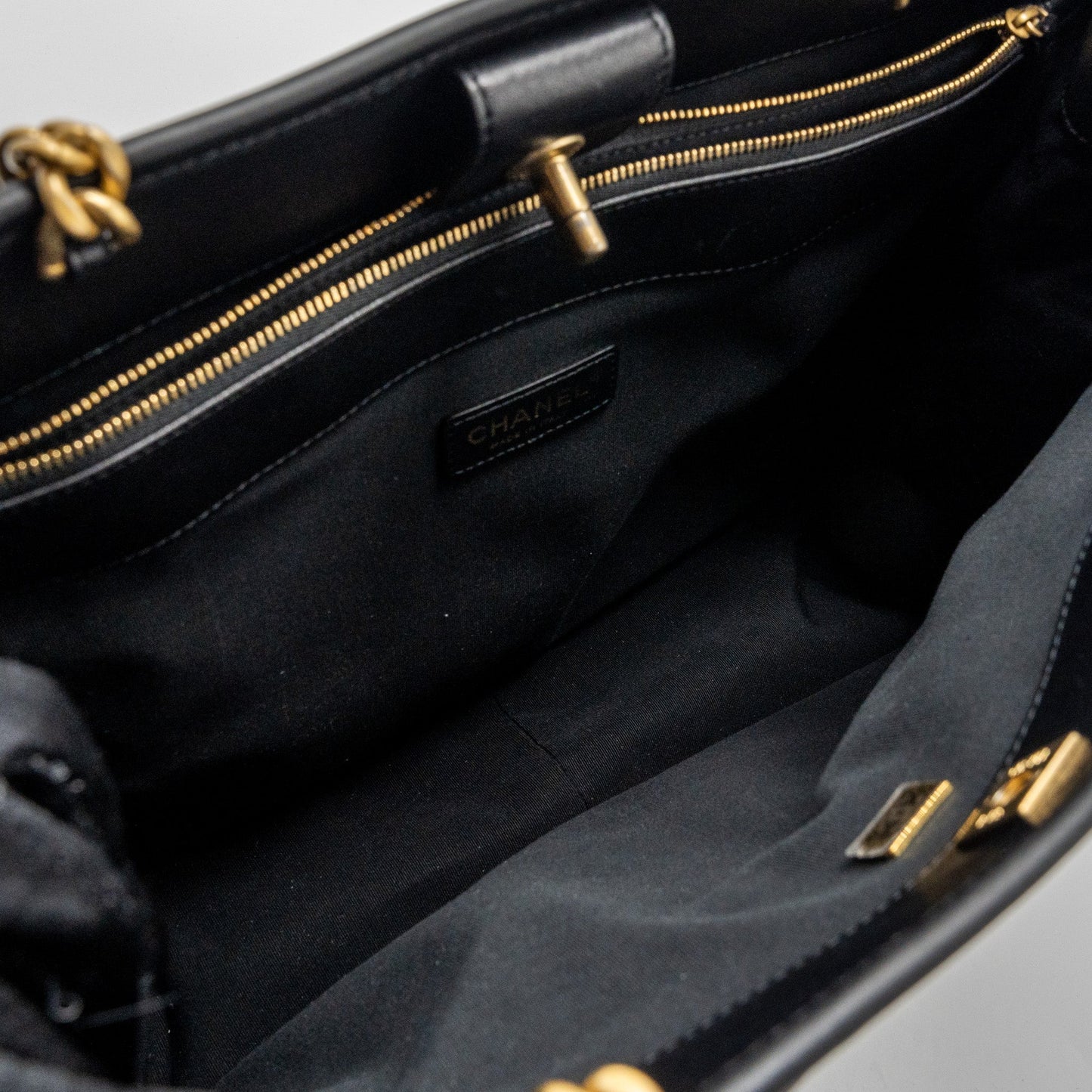 Chanel large tote bag Lambskin black brushed
