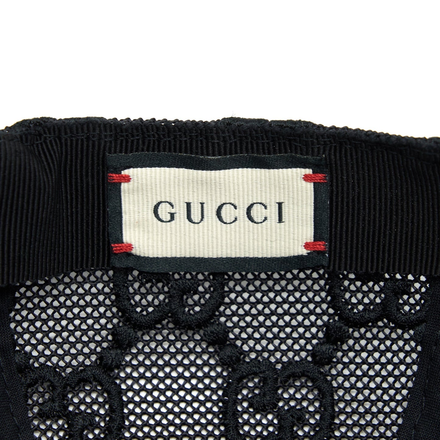 Gucci GG Embroidered Baseball Hat Black GG Net And Cotton Drill