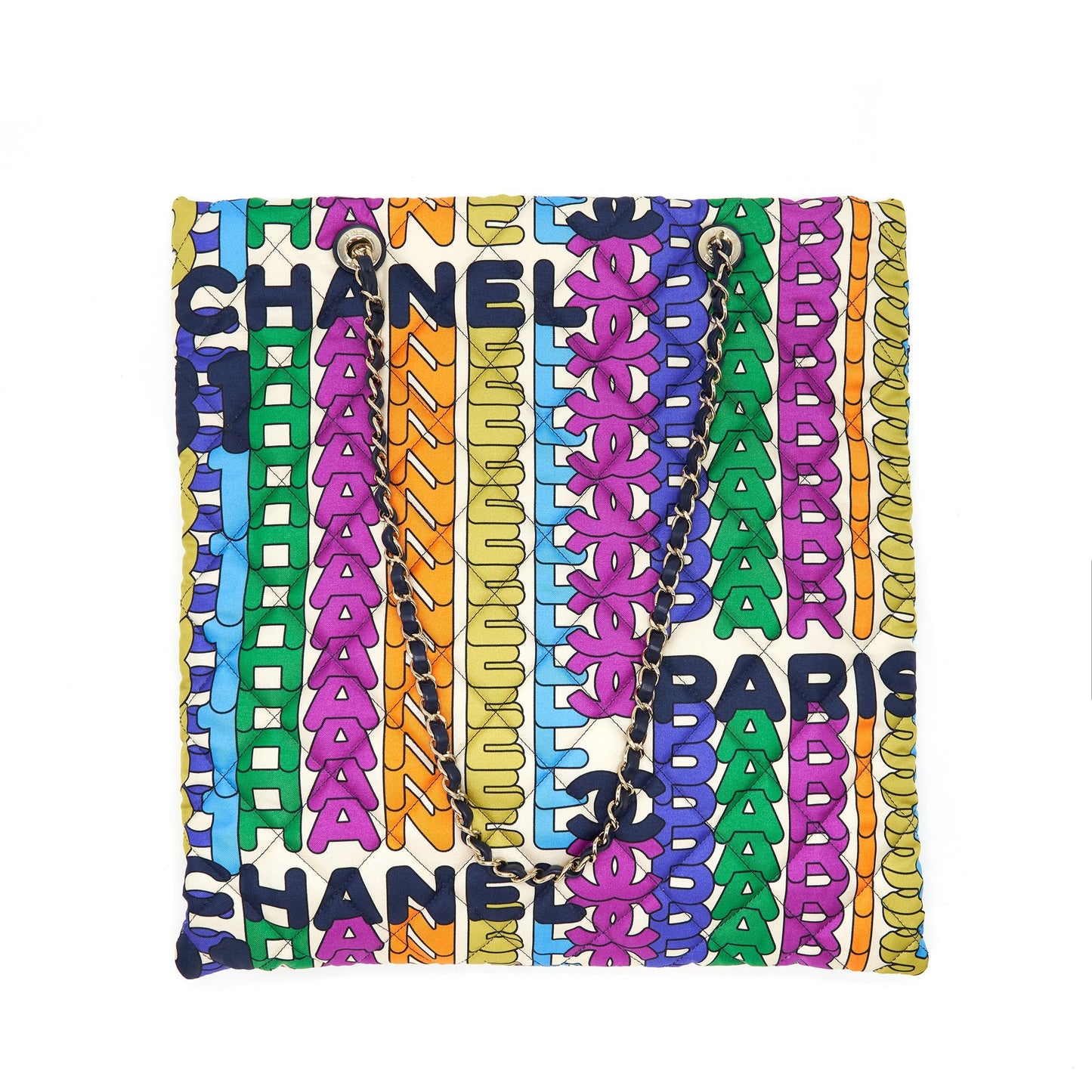 Chanel 21K Printed Barricades Quilted Logo Shopping Tote Bag Multicolour L