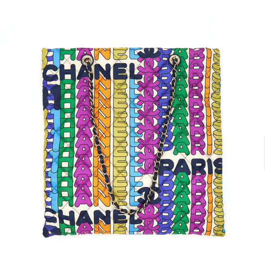 Chanel 21K Printed Barricades Quilted Logo Shopping Tote Bag Multicolour L