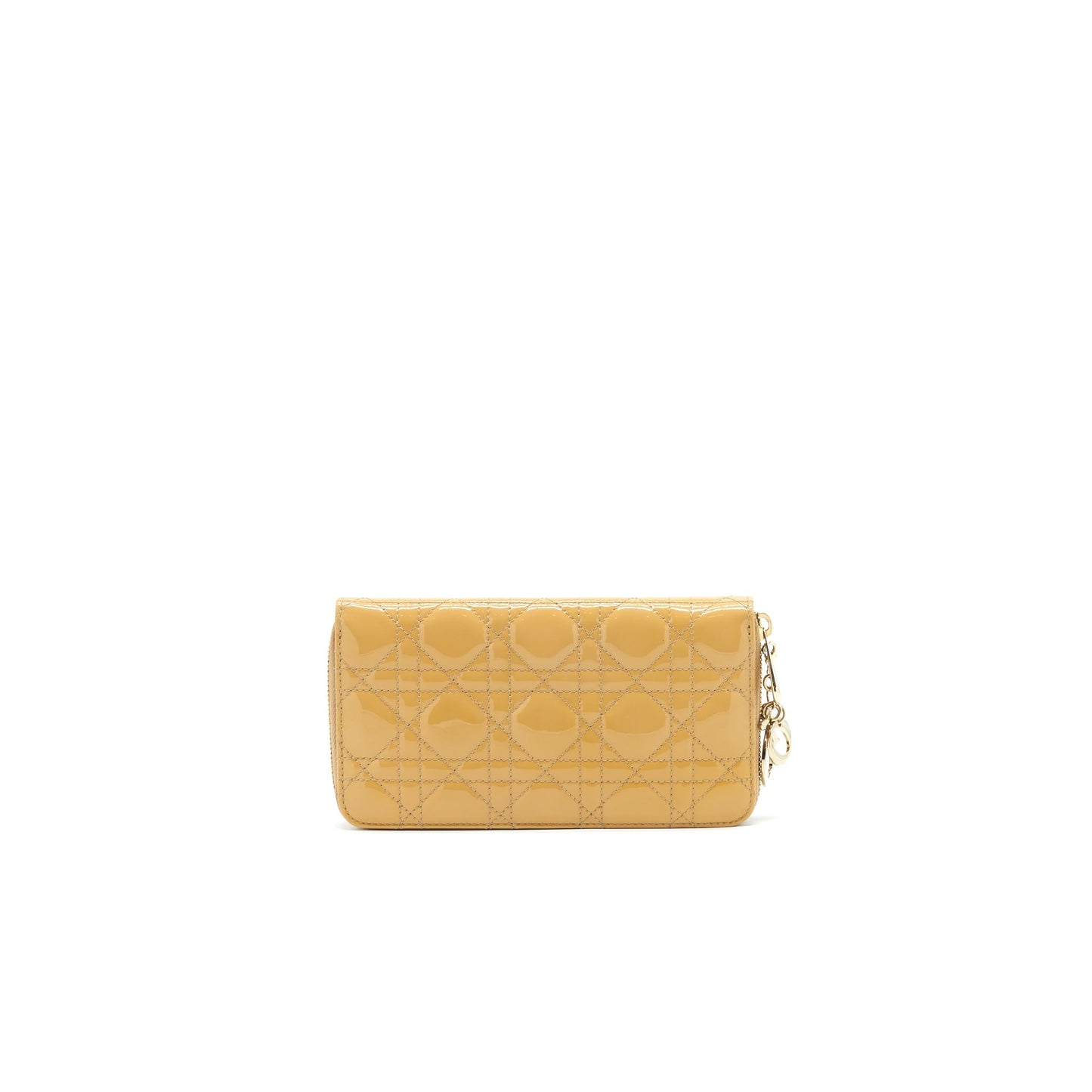 CHRISTIAN Lady Dior Voyager Zip Wallet Beige