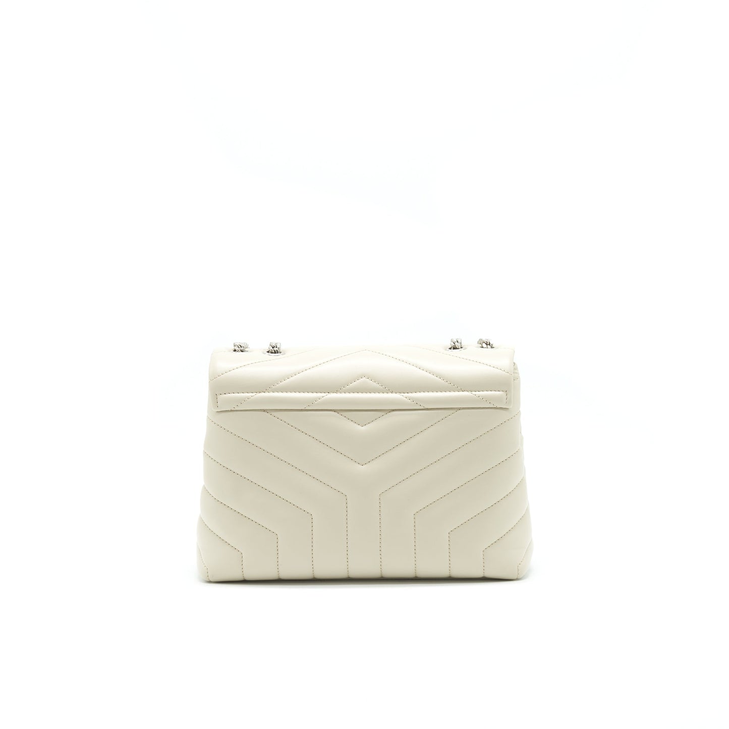 SAINT LAURENT Lou Lou Small Quilted Y Leather Mini Purse In White