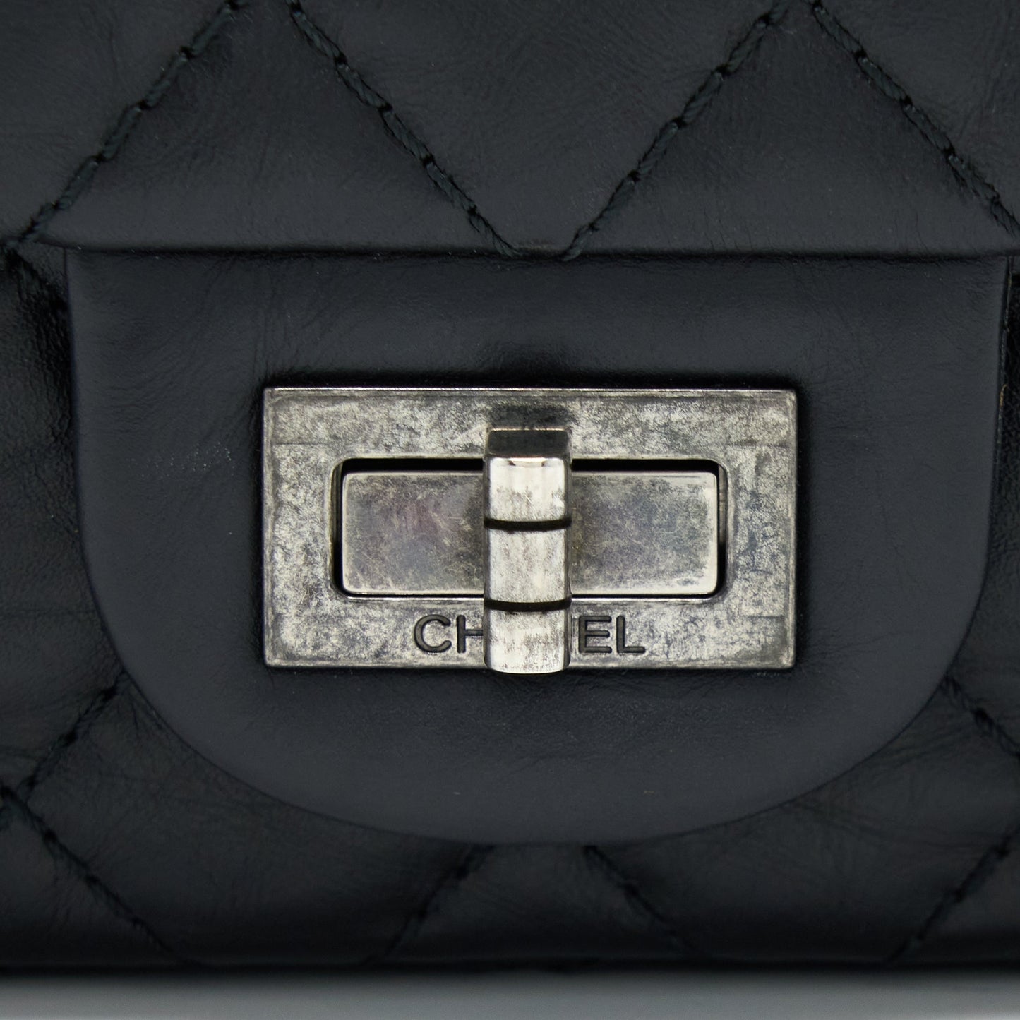 Chanel Small 2.55 255 Double Flap Bag Calfskin Black Ruthenium