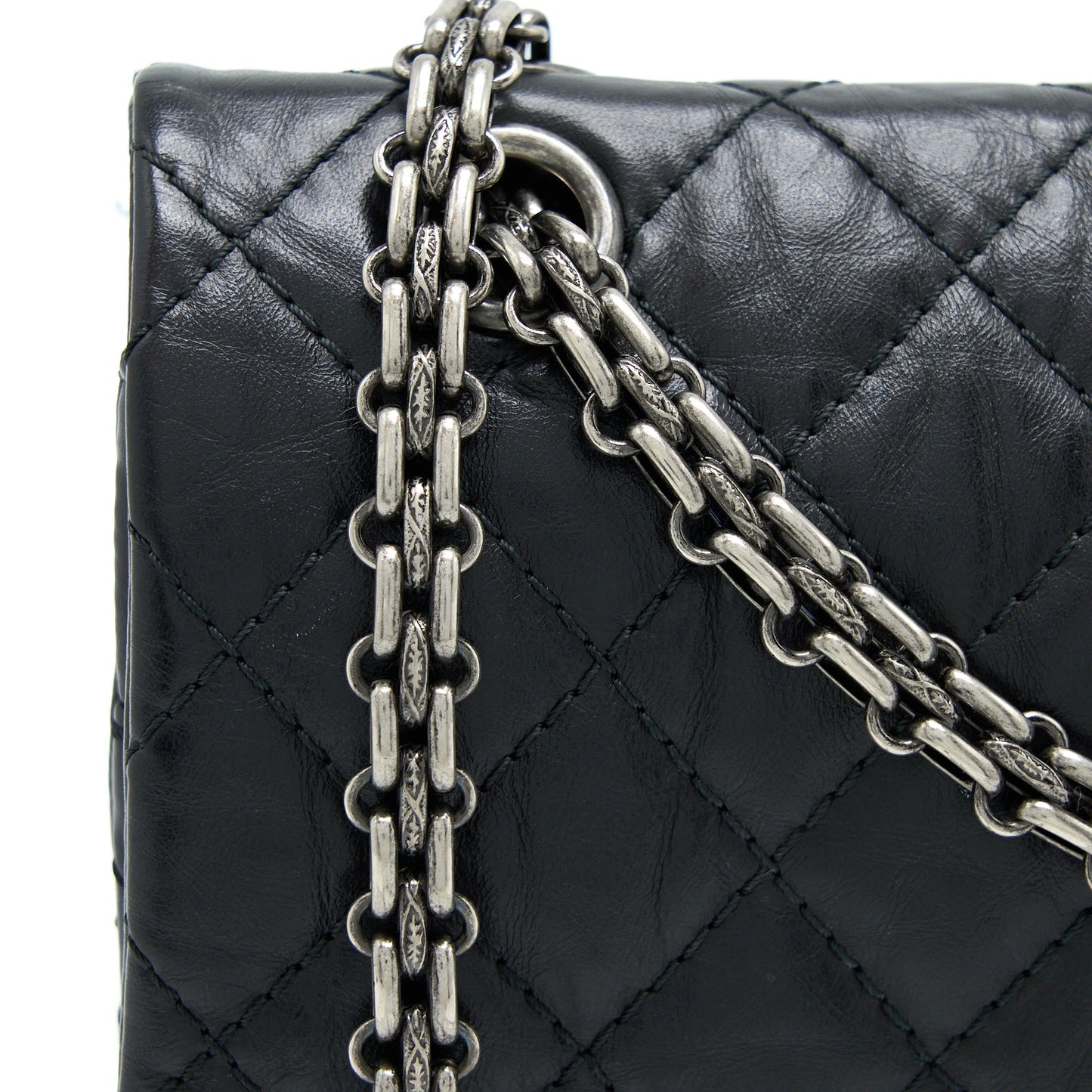 Chanel Small 2.55 255 Double Flap Bag Calfskin Black Ruthenium