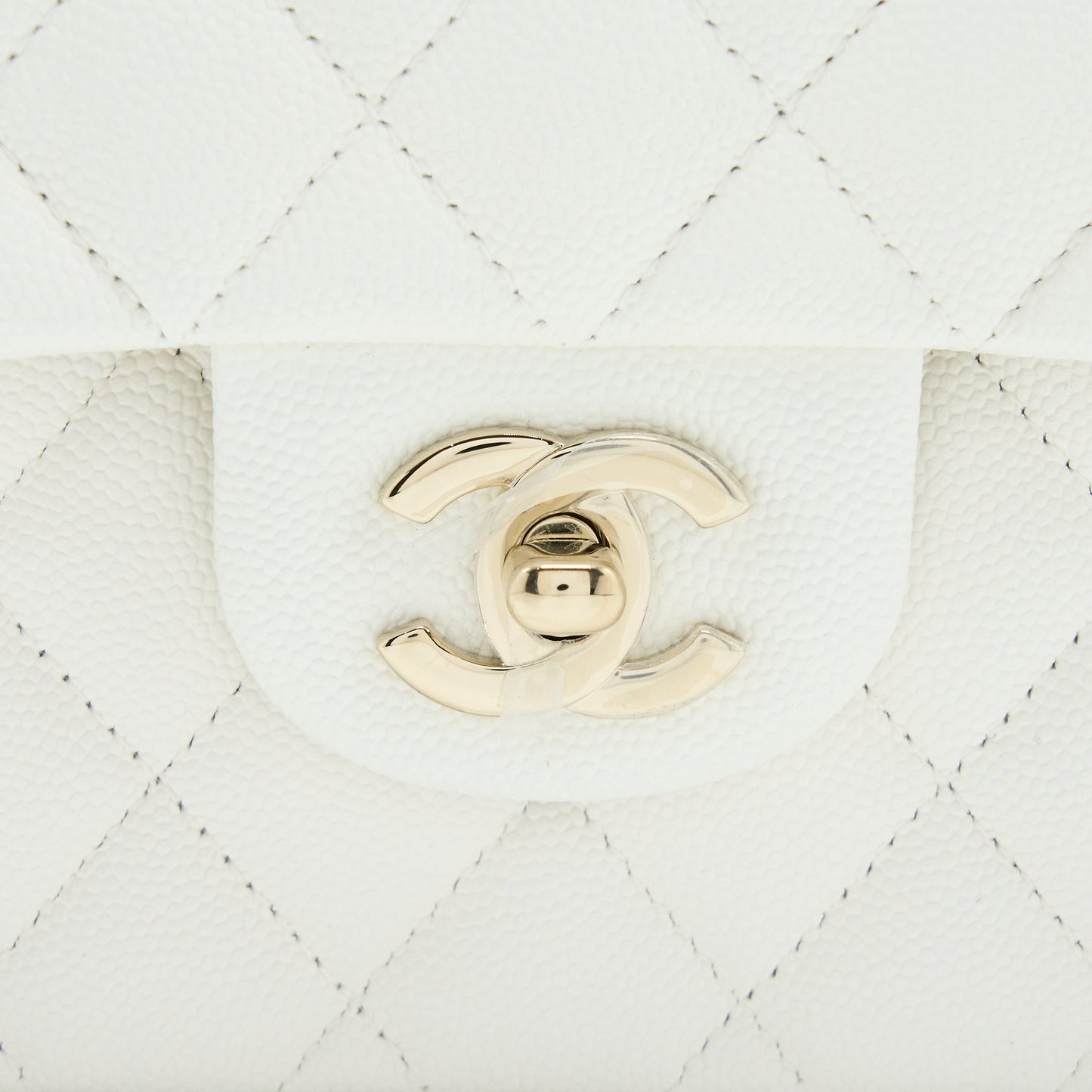 Chanel Small Classic Flap Bag Caviar White L (Microchip)