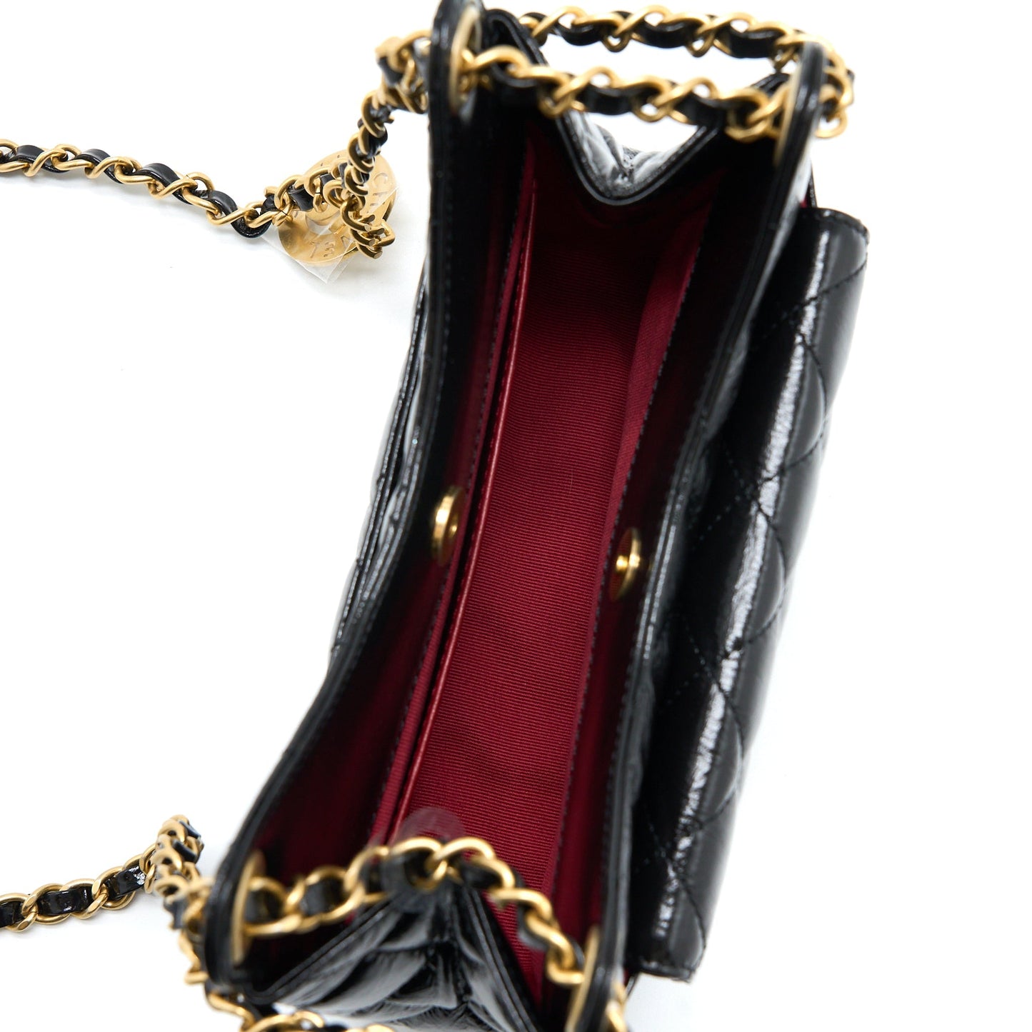 Chanel 23C Small Hobo Bag Shiny Calfskin Black Brushed  (Microchip)