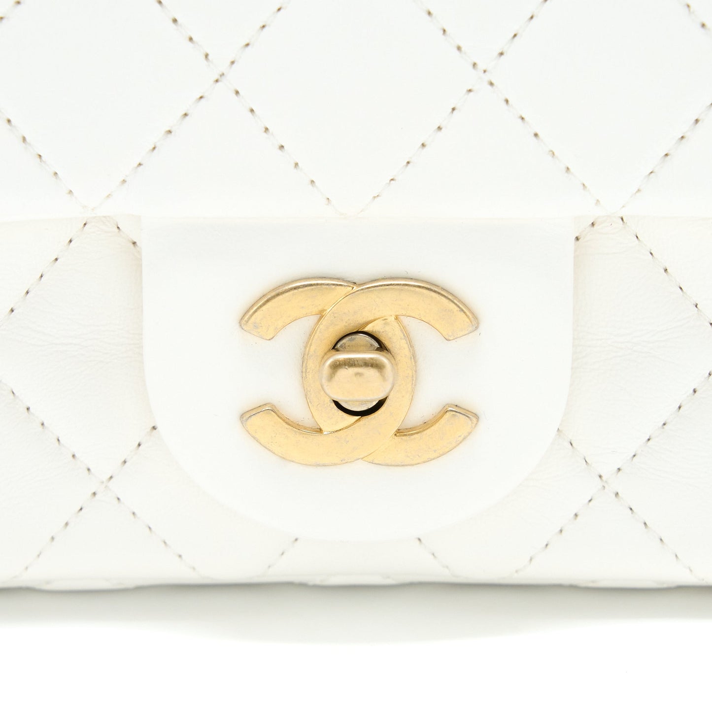 Chanel Pearl Crush Mini Rectangular Flap Bag Lambskin White
