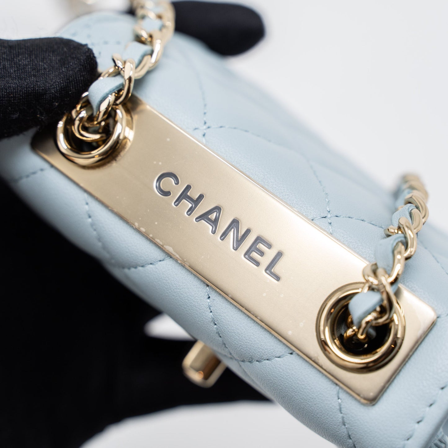 Chanel Mini Trendy CC Chain Wallet Lambskin Light Blue L (Microchip)