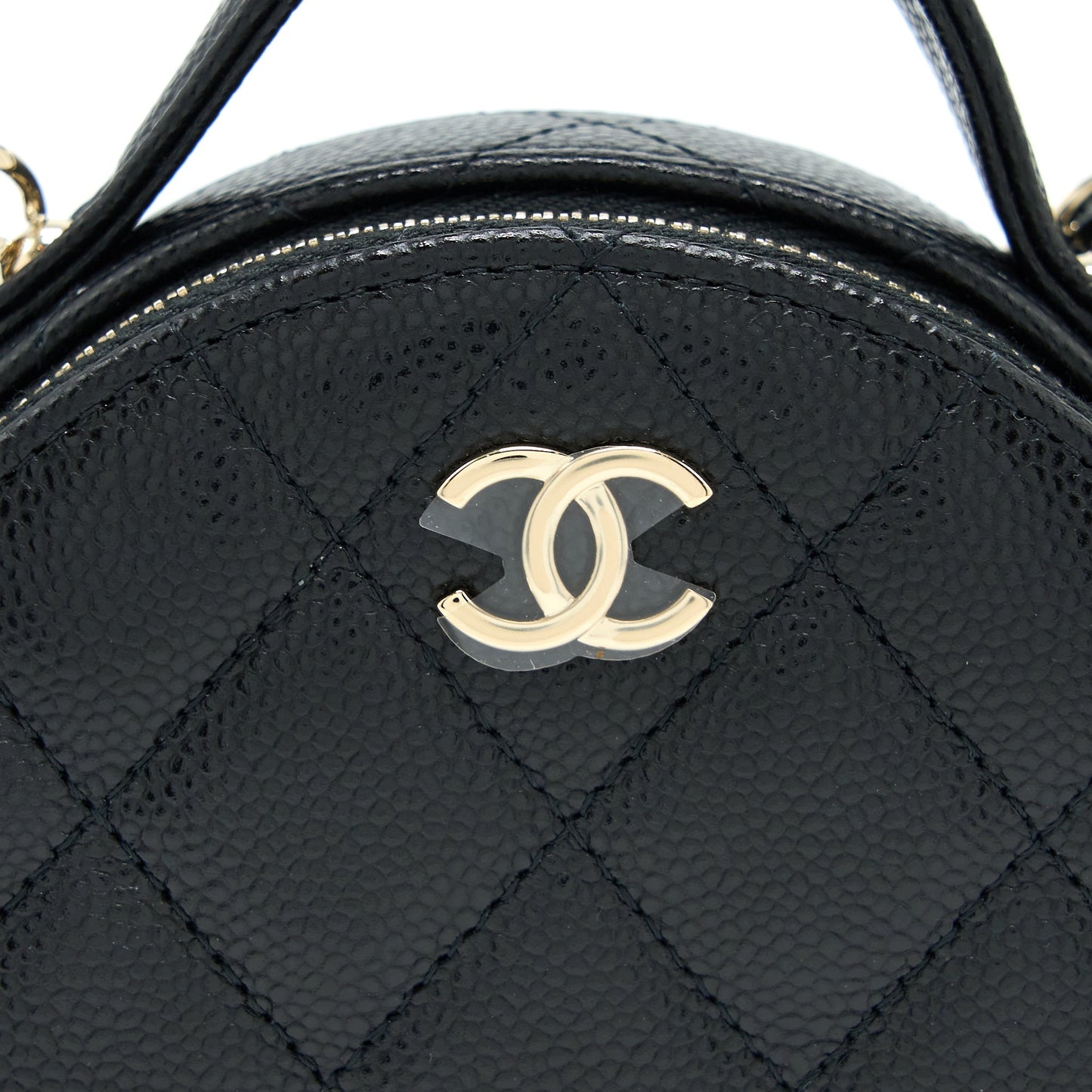 Chanel Mini Round Purse Vanity Caviar Black L