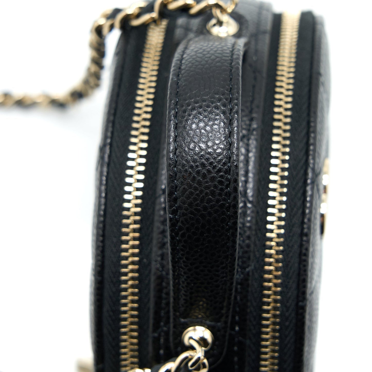 Chanel Mini Round Purse Vanity Caviar Black L