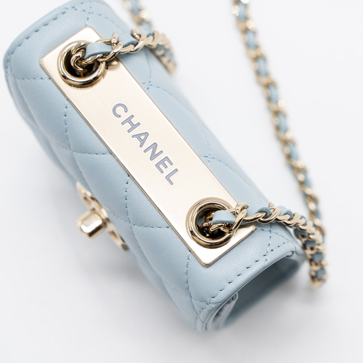 Chanel Mini Trendy CC Chain Wallet Lambskin Light Blue L (Microchip)