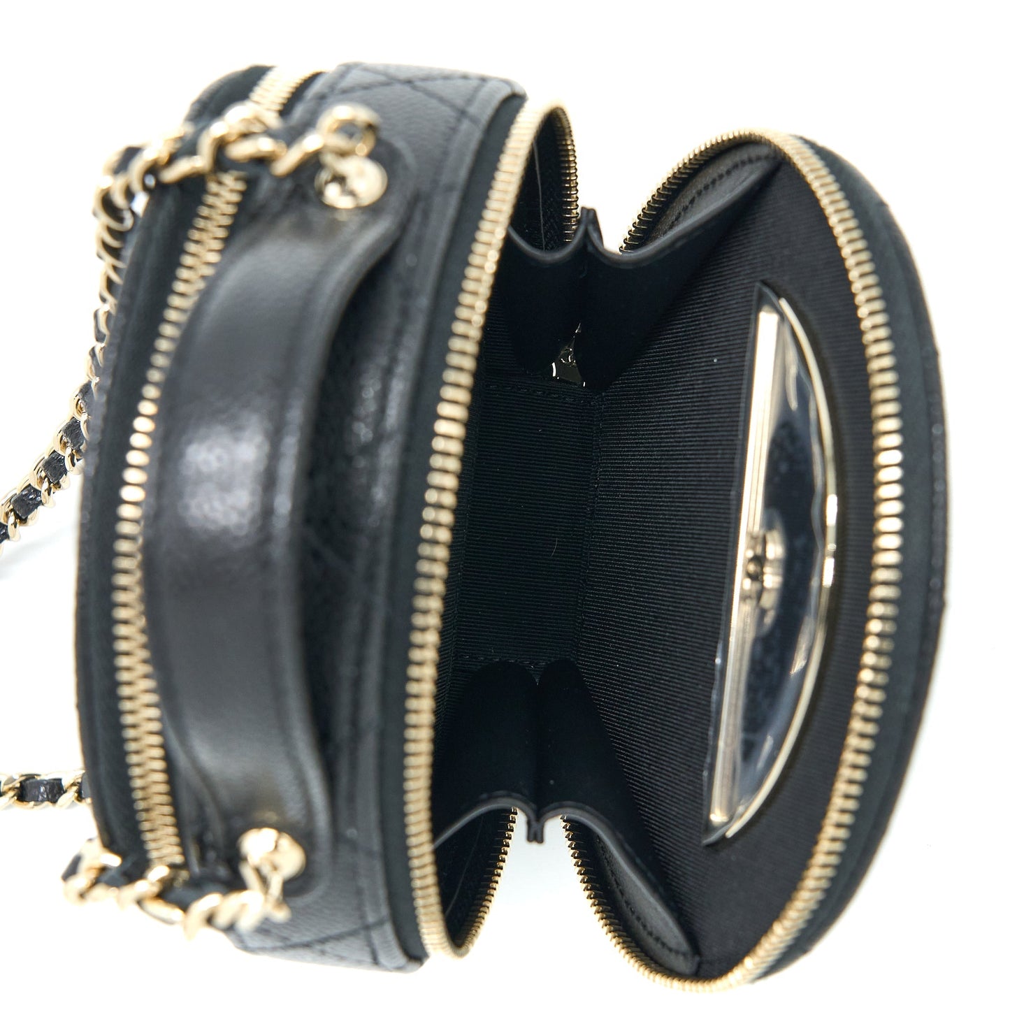 Chanel Mini Round Purse Vanity Caviar Black L