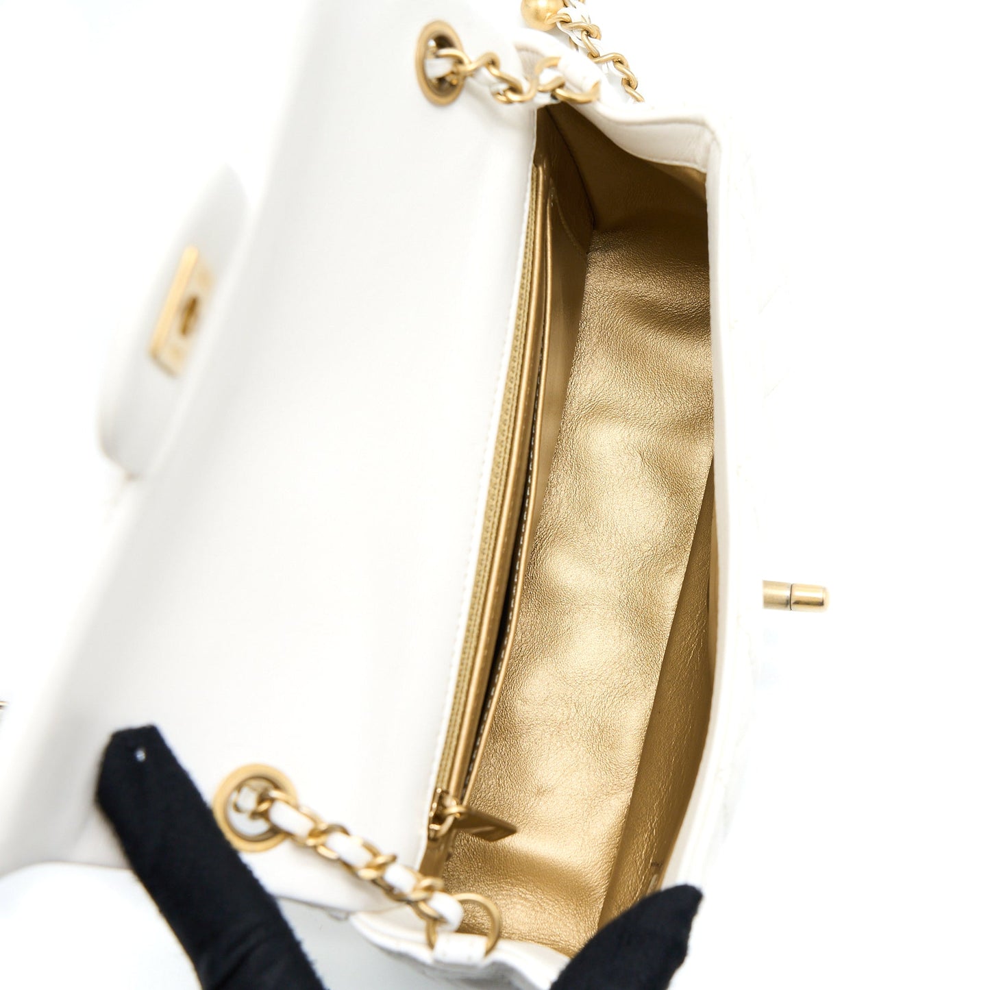 Chanel Pearl Crush Mini Rectangular Flap Bag Lambskin White