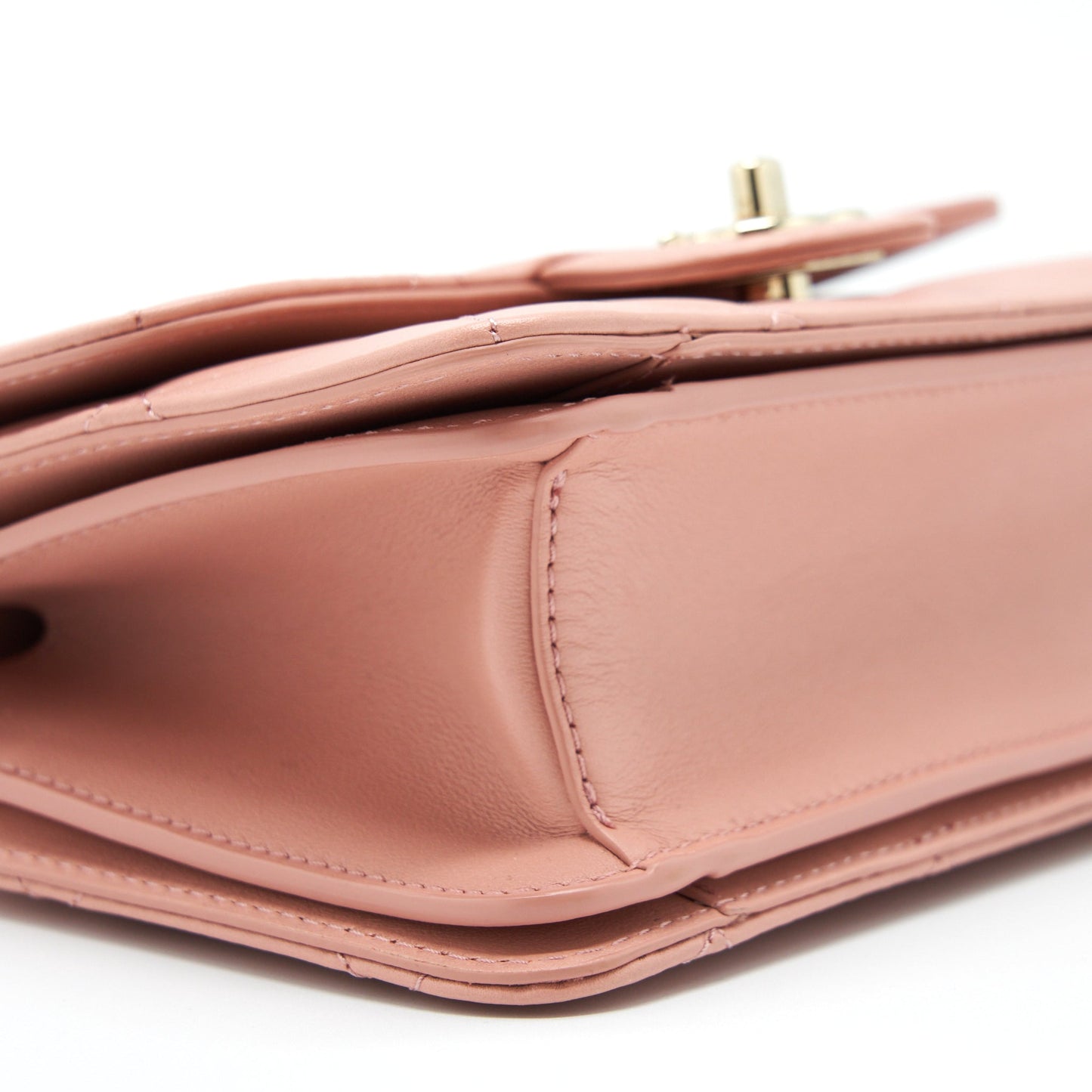 Chanel Top Handle Flap Bag Lambskin Dark Pink L