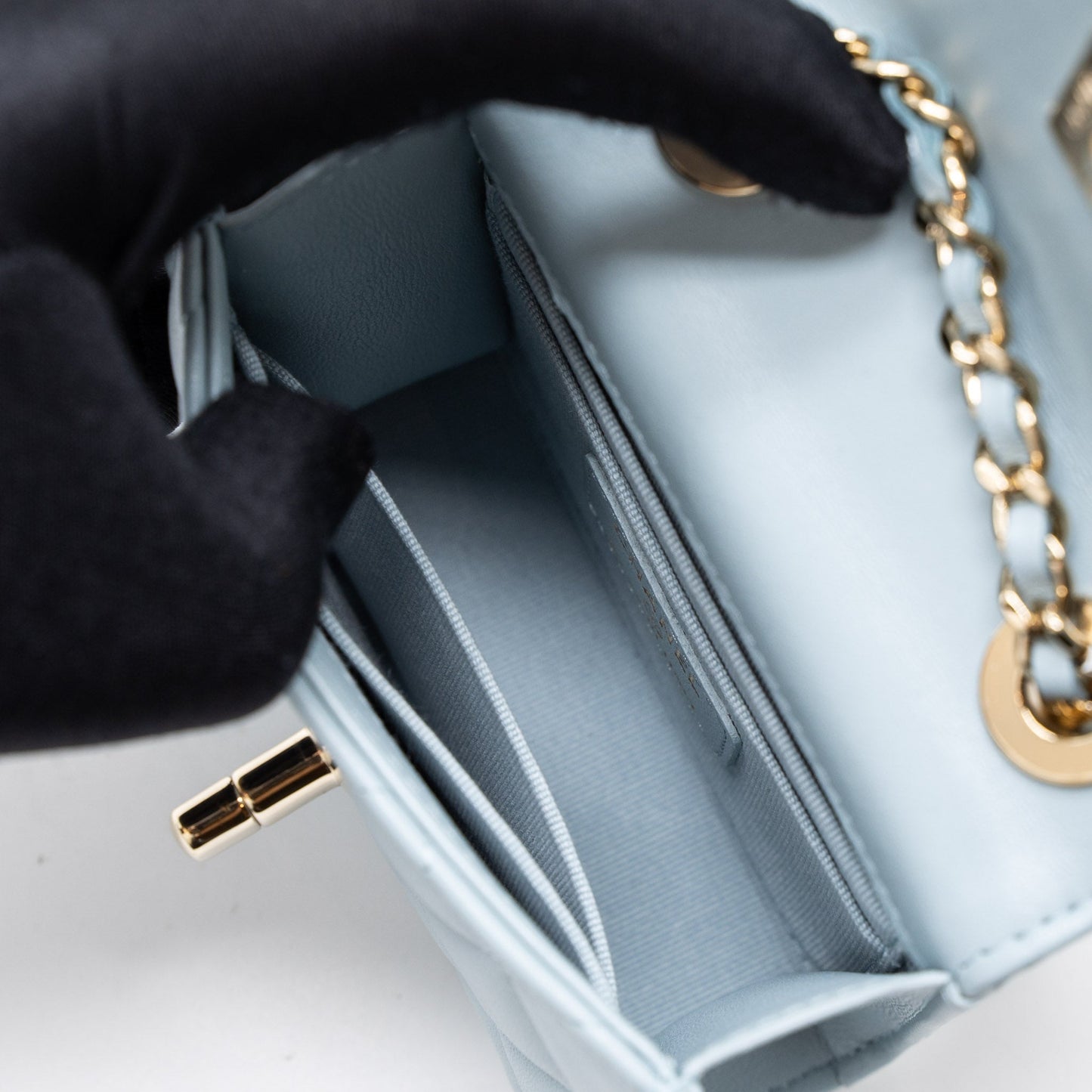 Chanel Mini Trendy CC Chain Wallet Lambskin Light Blue L (Microchip)