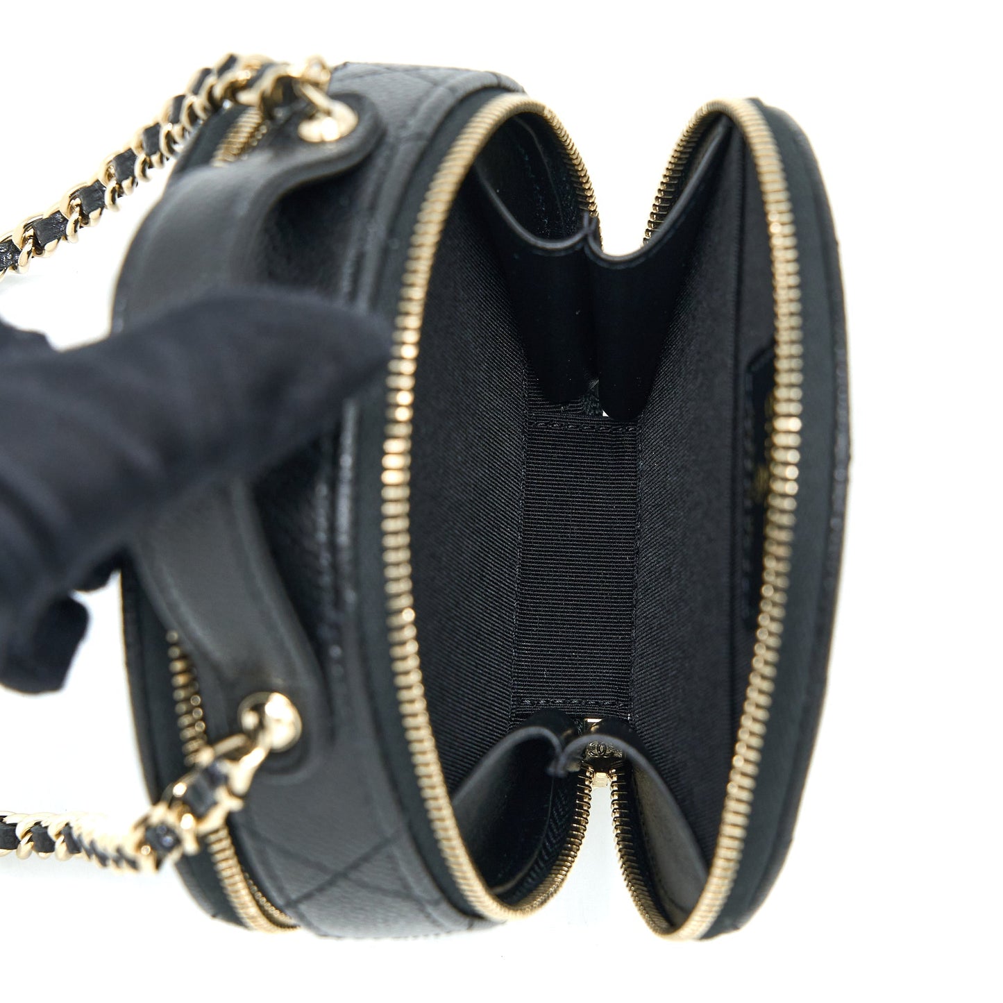Chanel Mini Round Purse Vanity Caviar Black L