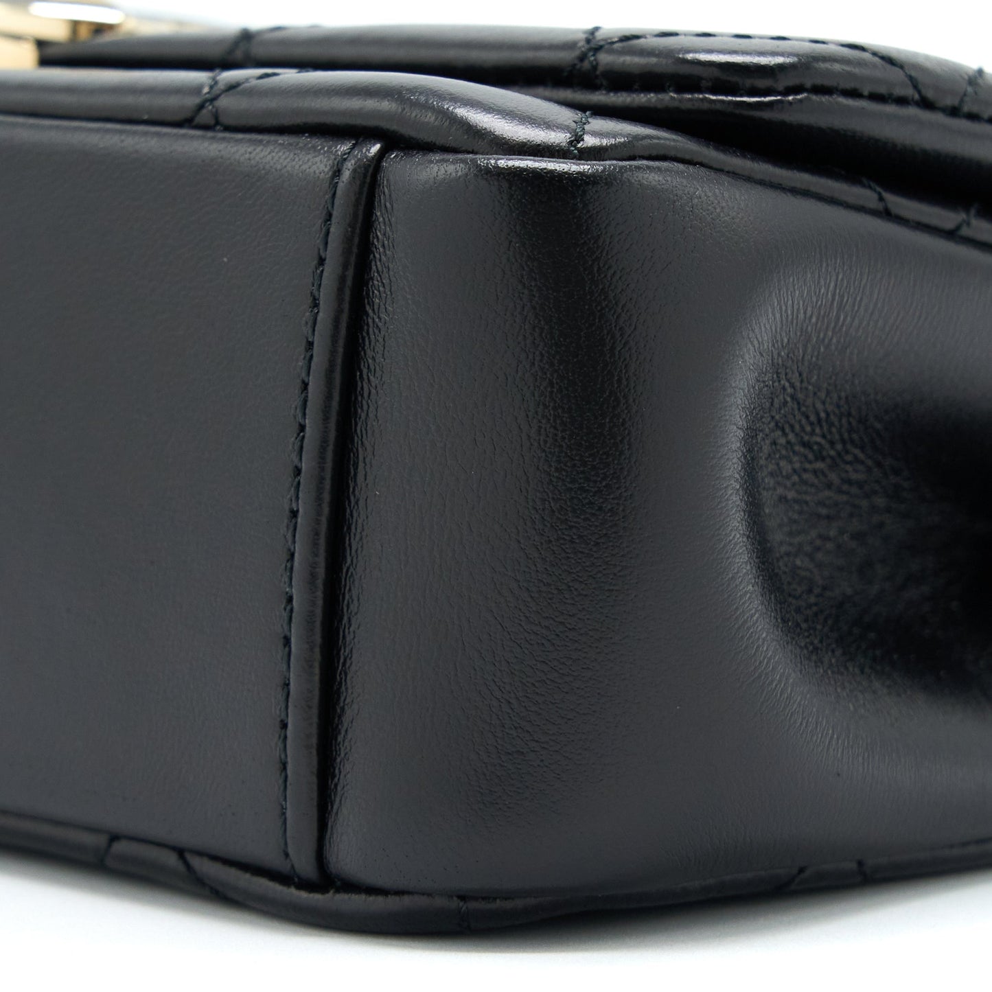 Chanel Enamel CC Logo Quilted Rectangular Flap Bag Lambskin Black L