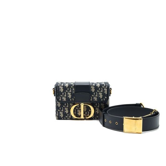 Christian Dior 30 Montaigne Box Purse Oblique Canvas Blue