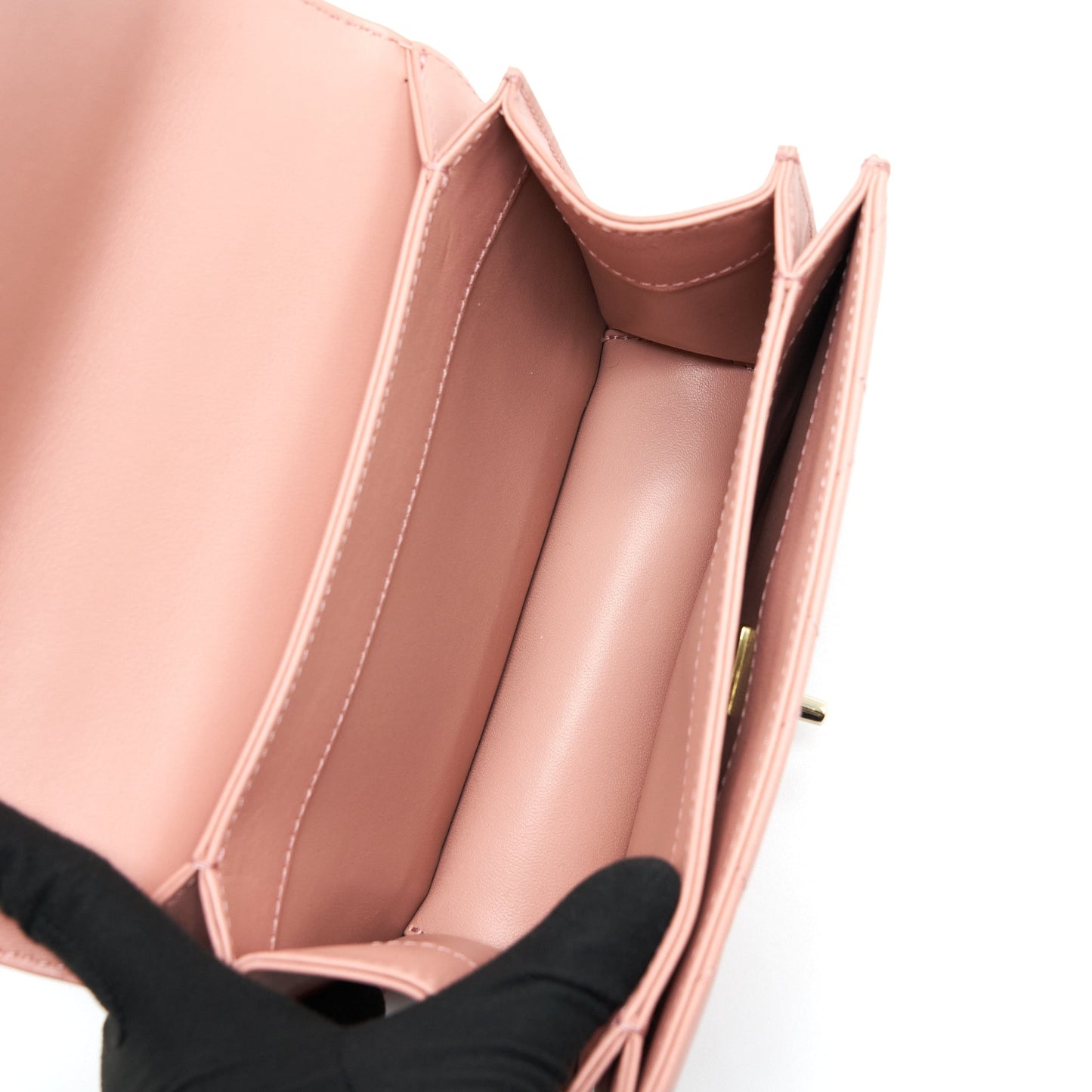 Chanel Top Handle Flap Bag Lambskin Dark Pink L