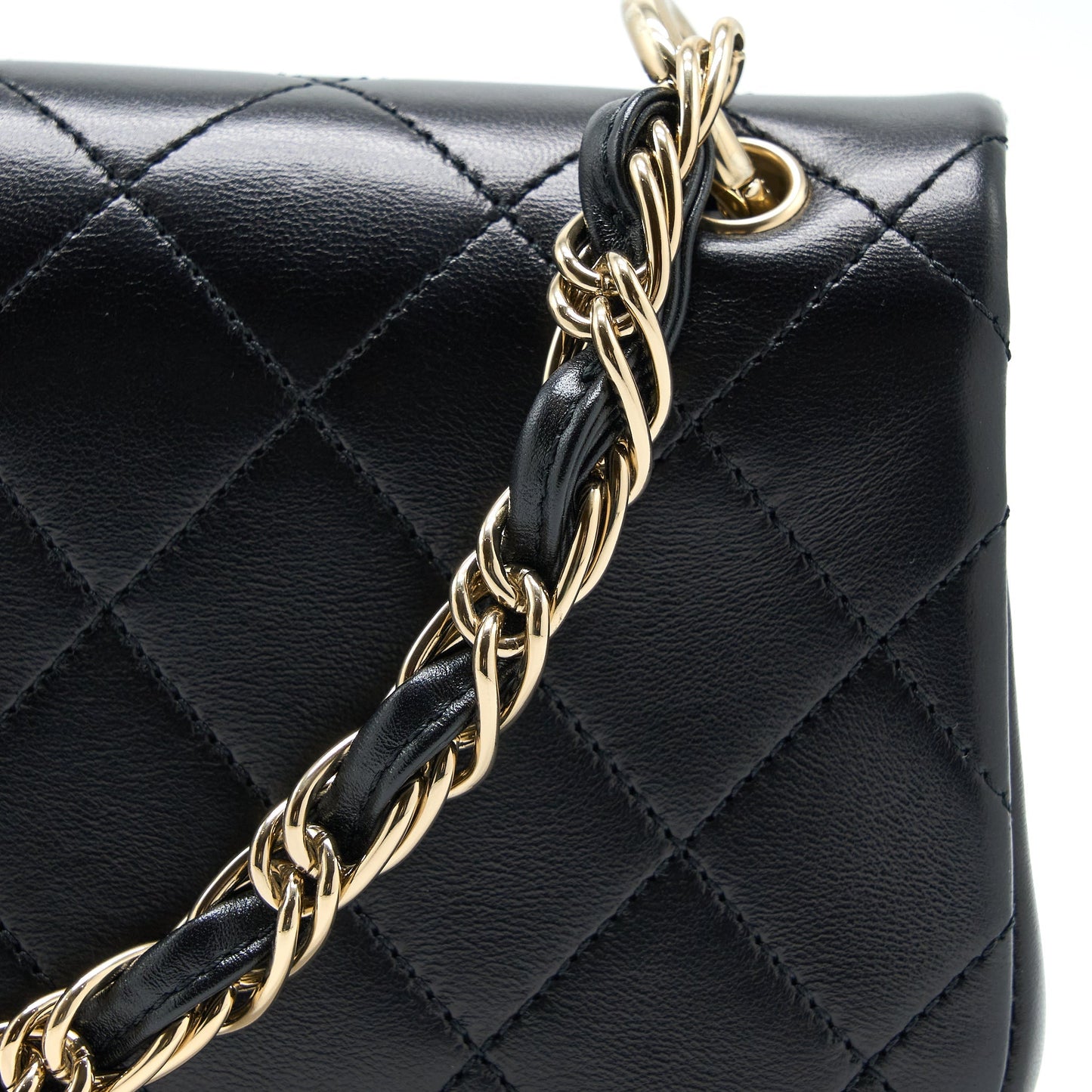 Chanel Enamel CC Logo Quilted Rectangular Flap Bag Lambskin Black L