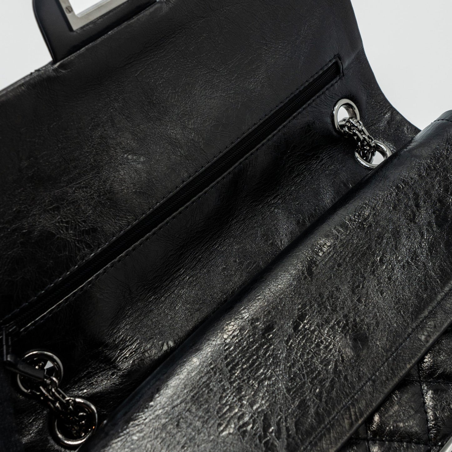 Chanel 2.55 226 Reissue Double Flap Bag Grained Calfskin Black