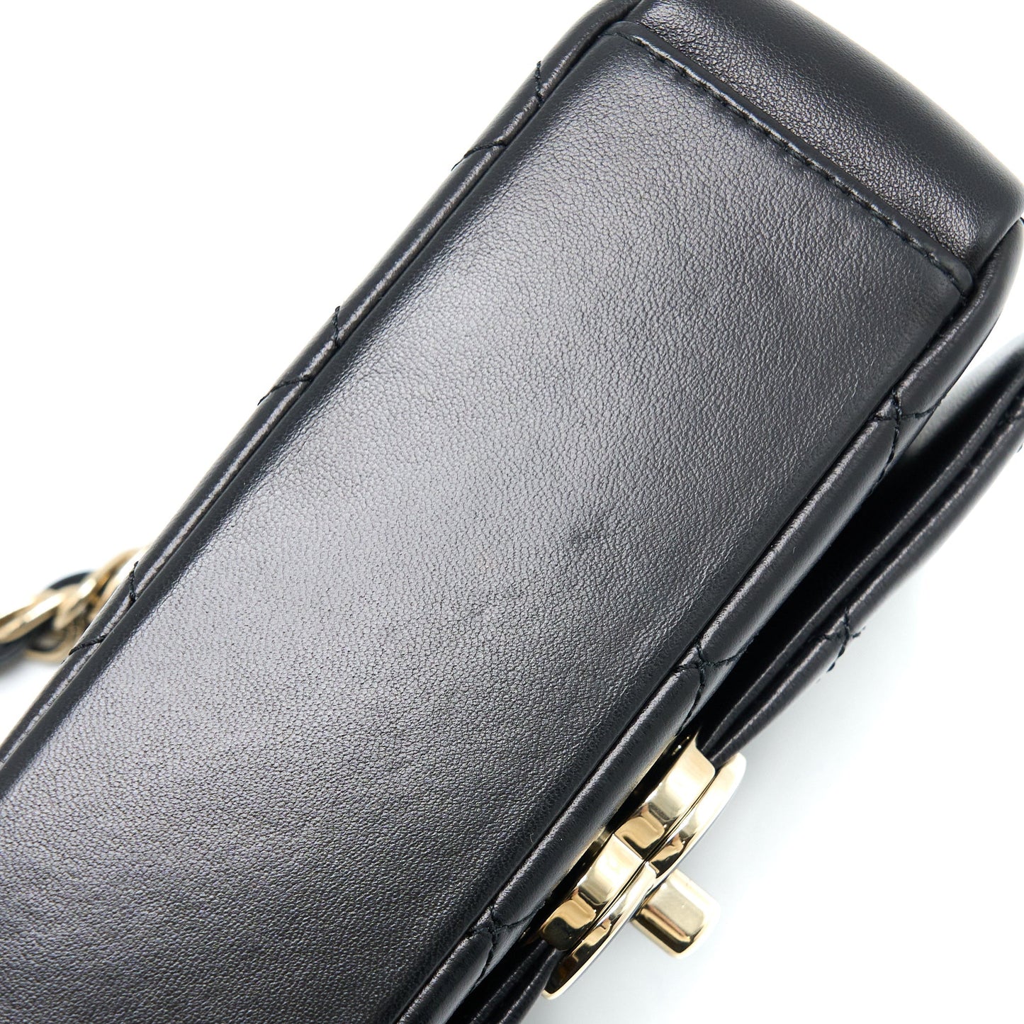 Chanel Enamel CC Logo Quilted Rectangular Flap Bag Lambskin Black L