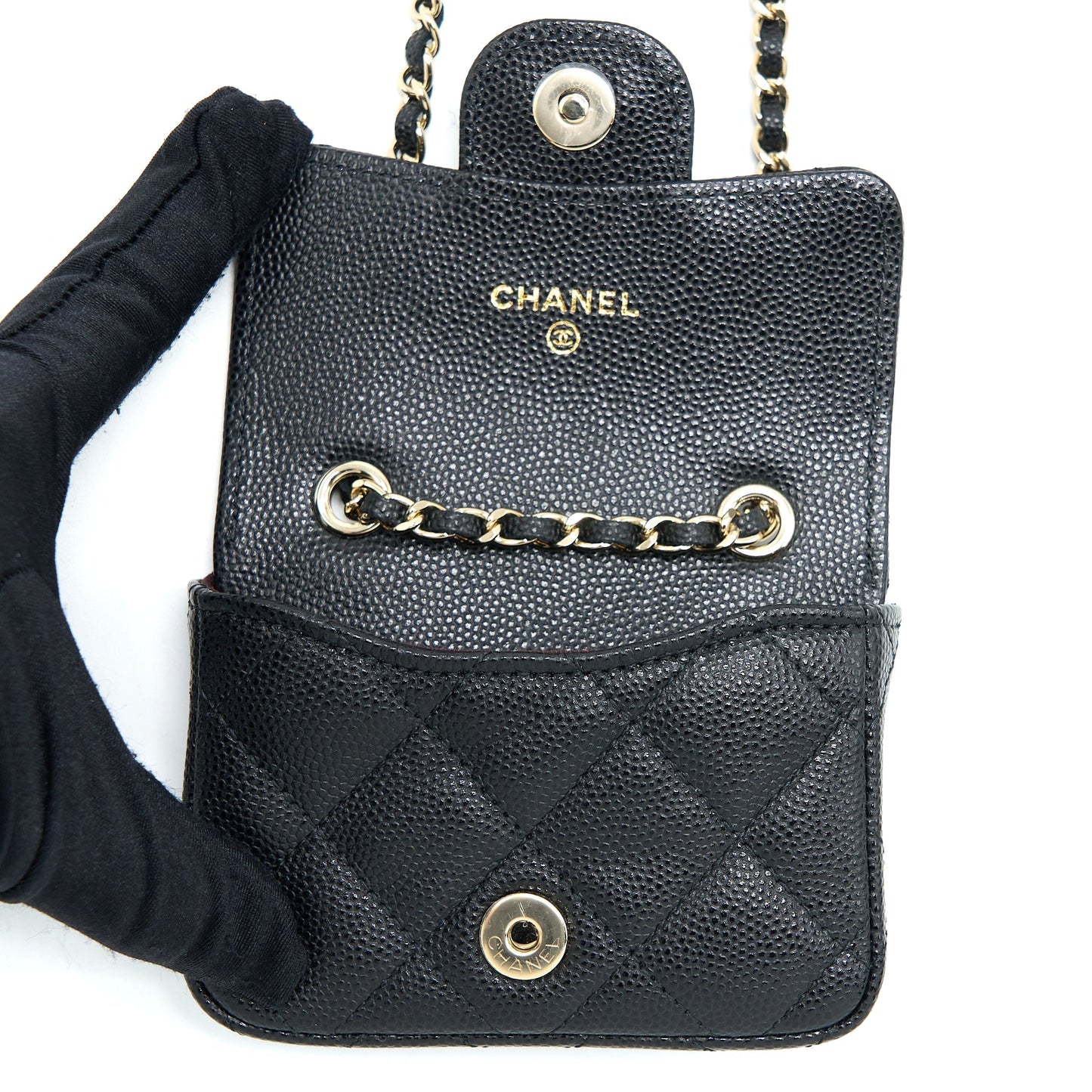 Chanel Flap Cardholder Belt Bag Caviar Black L