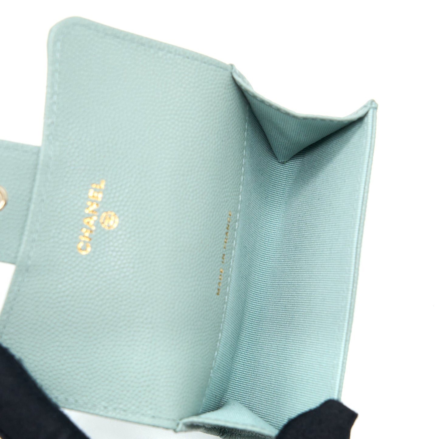 Chanel 23C Classic Flap Card Holder Caviar Light Grey L