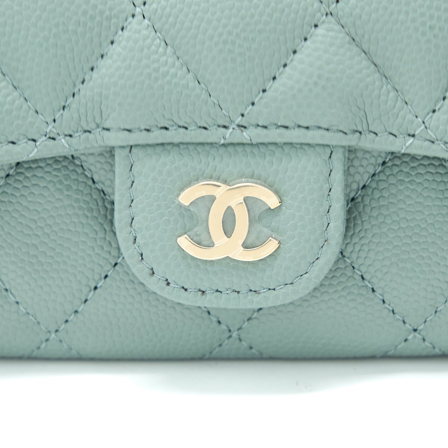 Chanel 23C Classic Flap Card Holder Caviar Light Grey L
