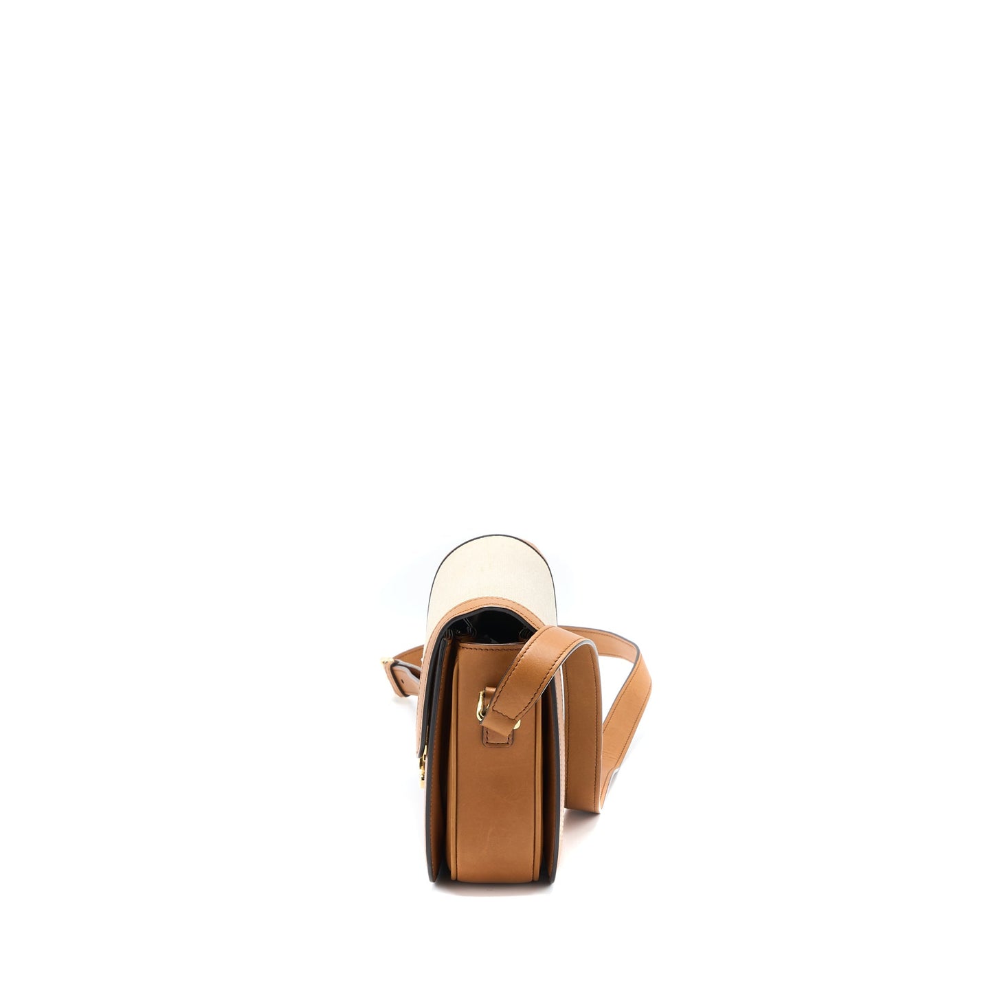 Celine Triomphe Purse Textile/Calfskin White/Tan