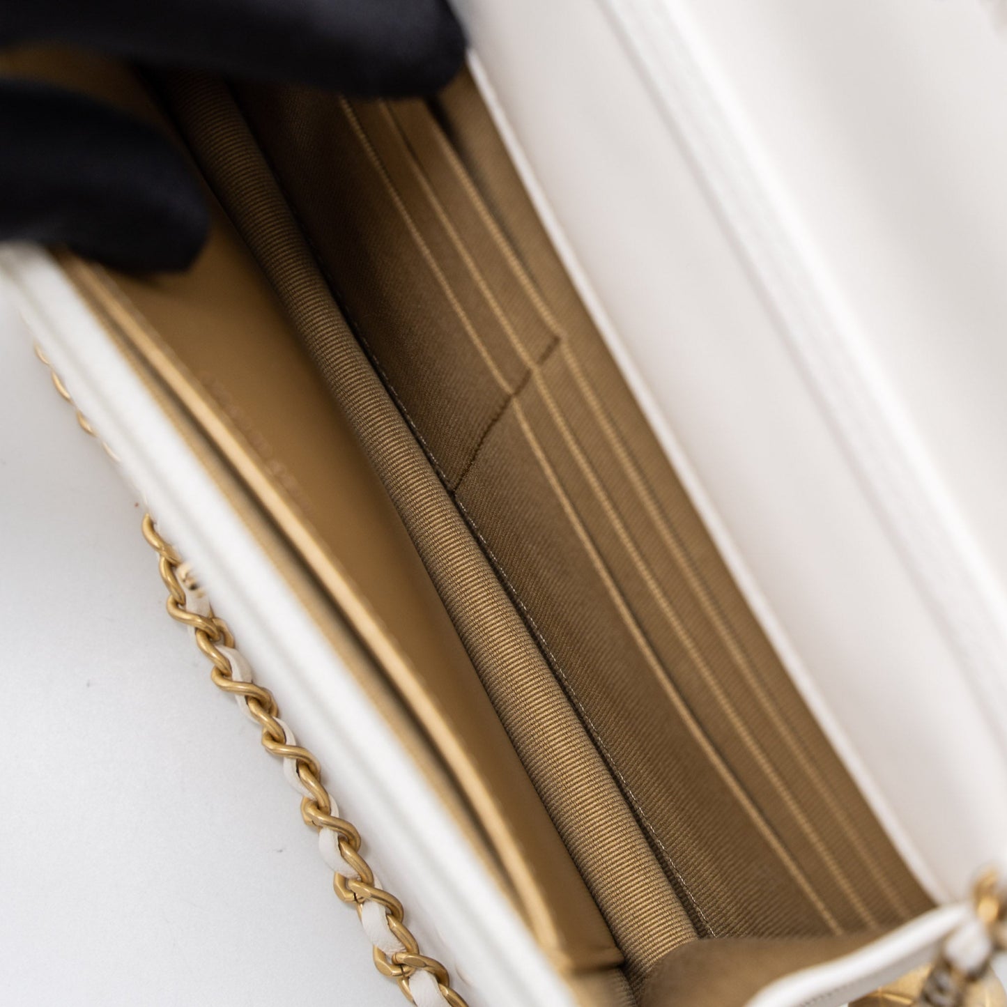 Chanel Pearl Crush Wallet on Chain Lambskin White Brushed  (Microchip)
