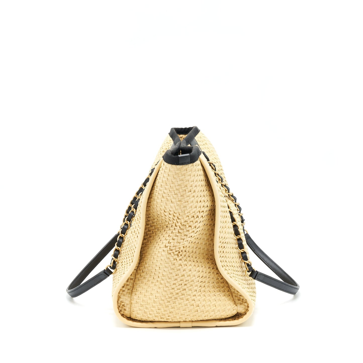 Chanel Gold Raffia Deauville Tote Bag