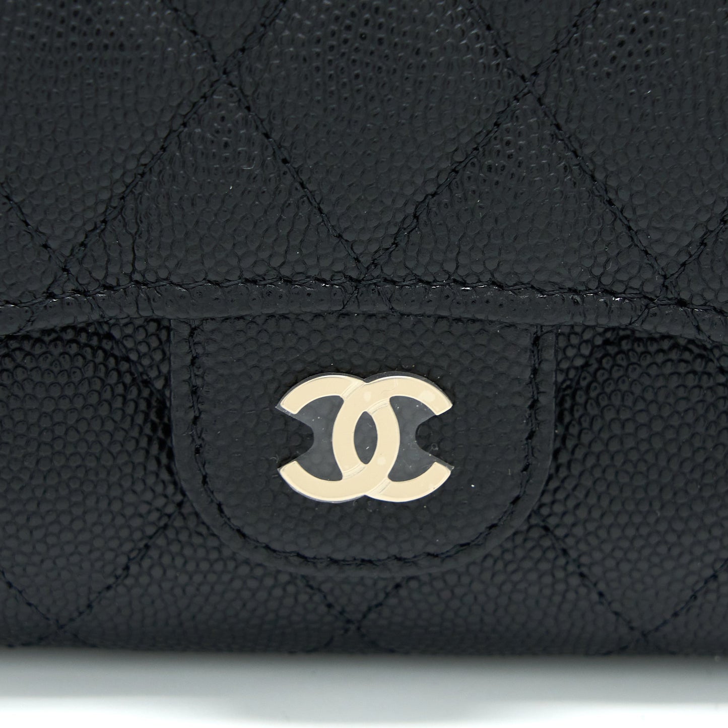 Chanel Classic Flap Compact Wallet Caviar Black L