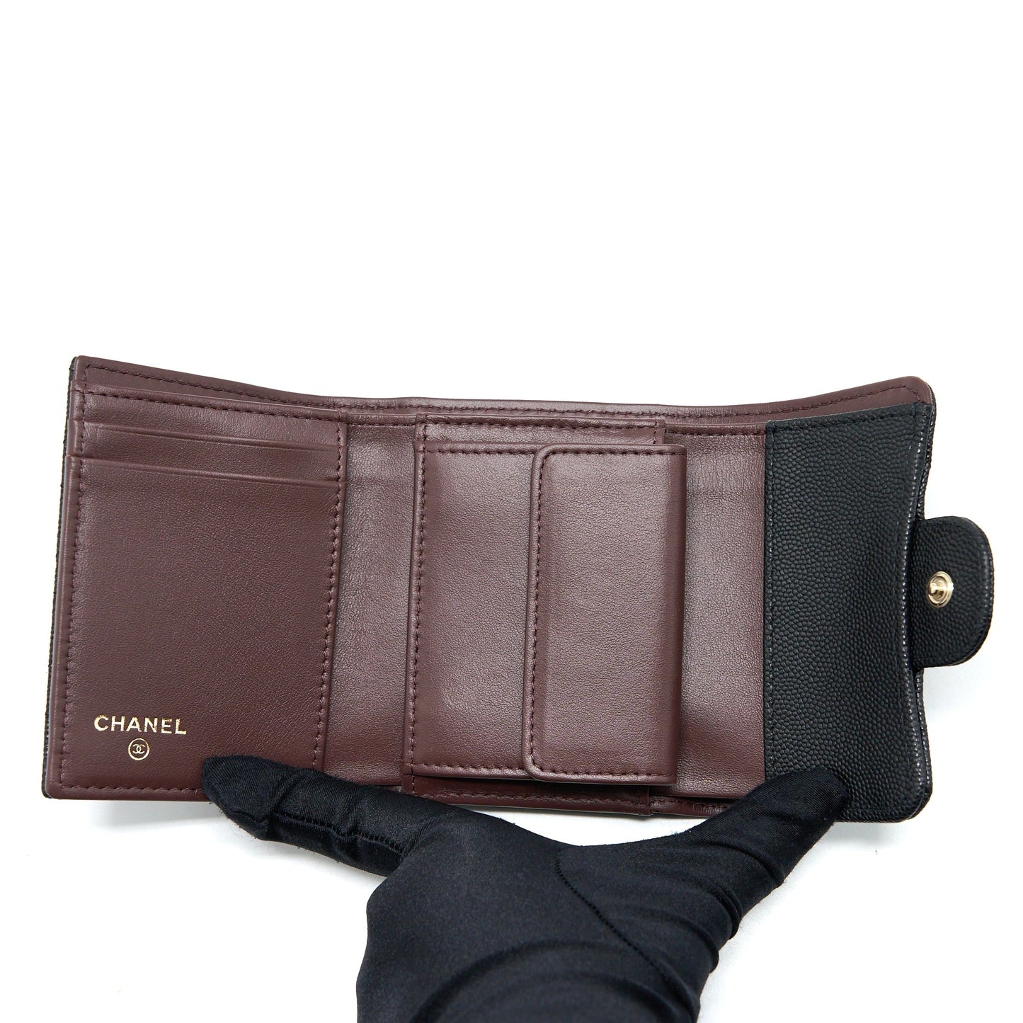 Chanel Classic Flap Compact Wallet Caviar Black L