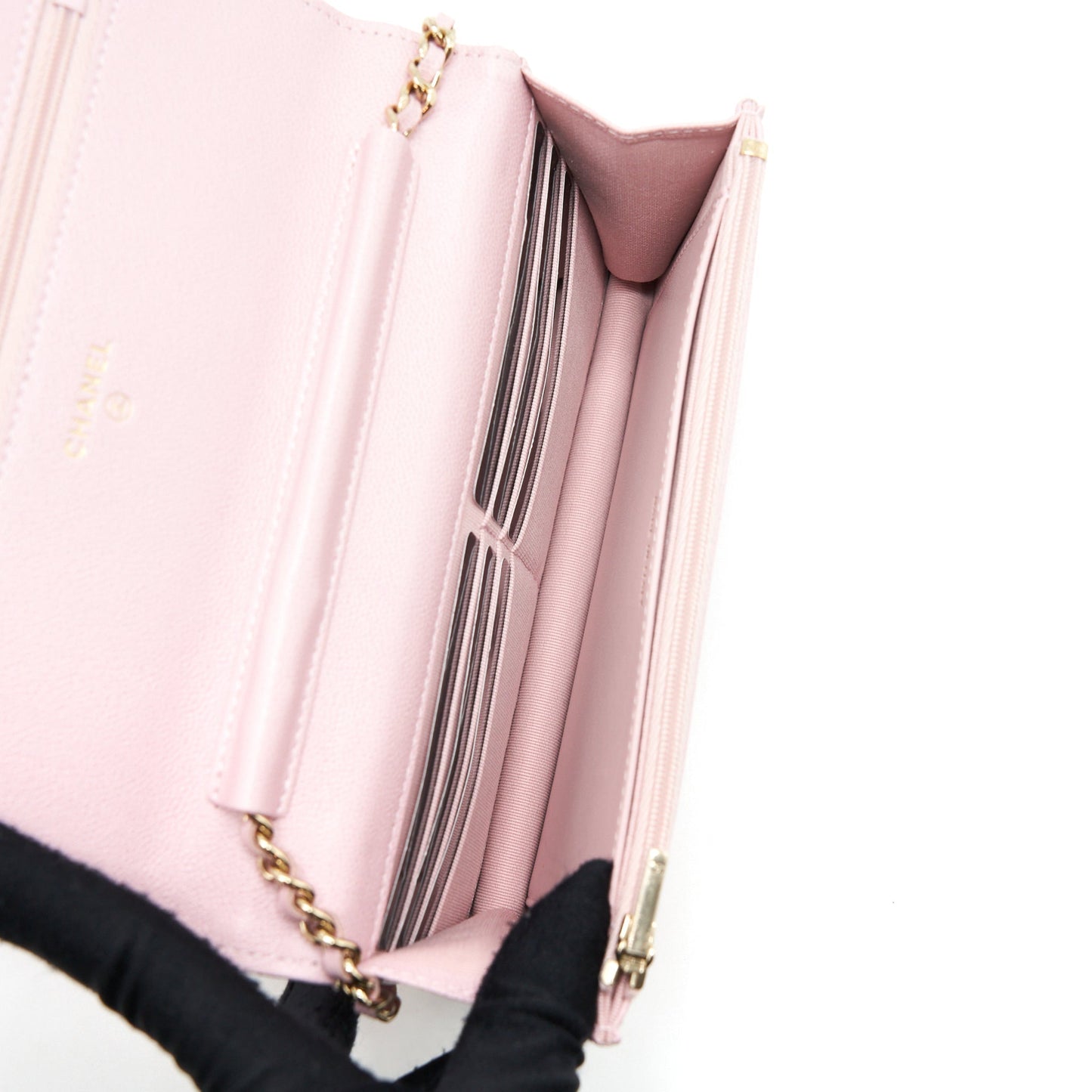 Chanel 22B Wallet On Chain With Detail CC Logo Caviar Light Pink NJ523 L(Microchip)
