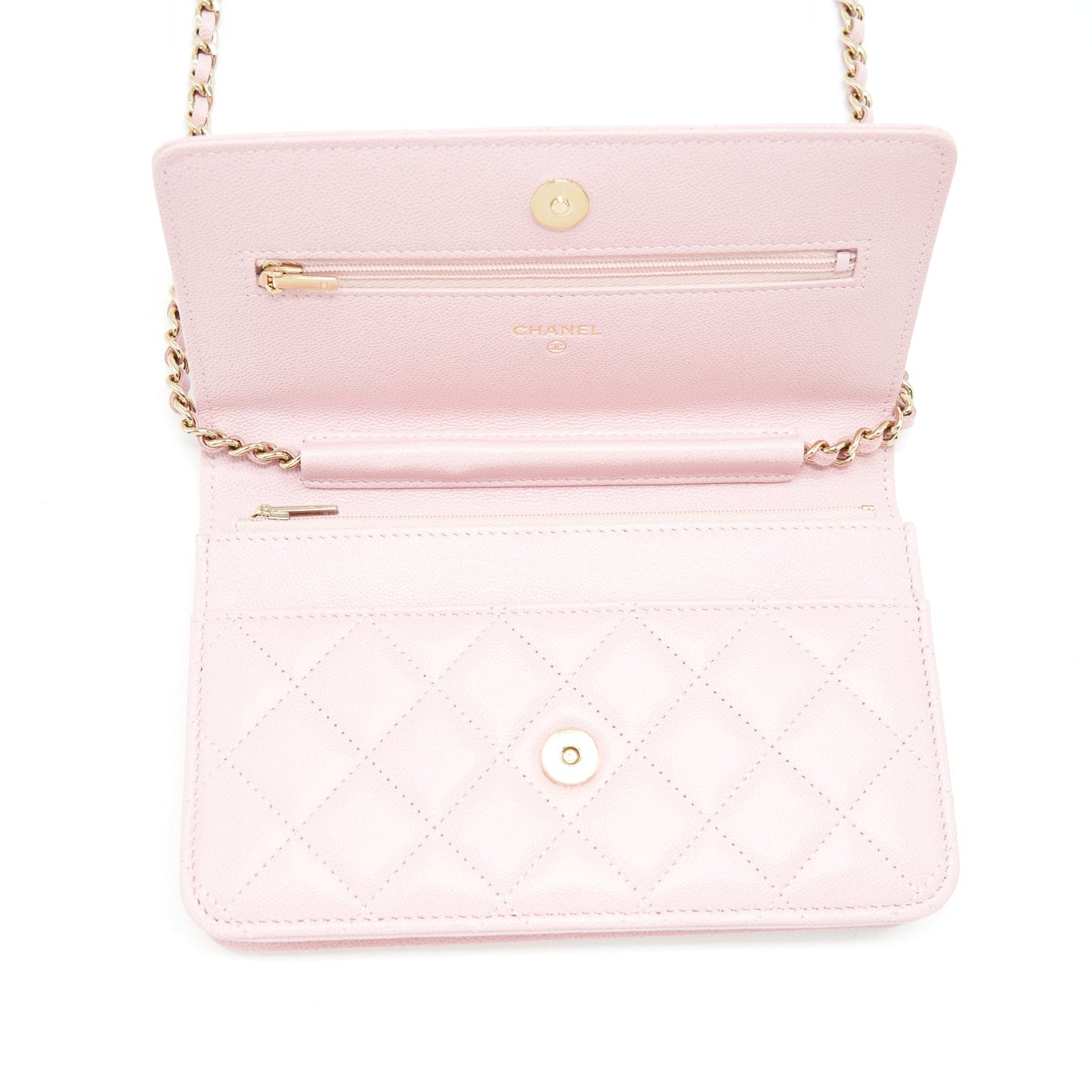 Chanel 22B Wallet On Chain With Detail CC Logo Caviar Light Pink NJ523 L(Microchip)
