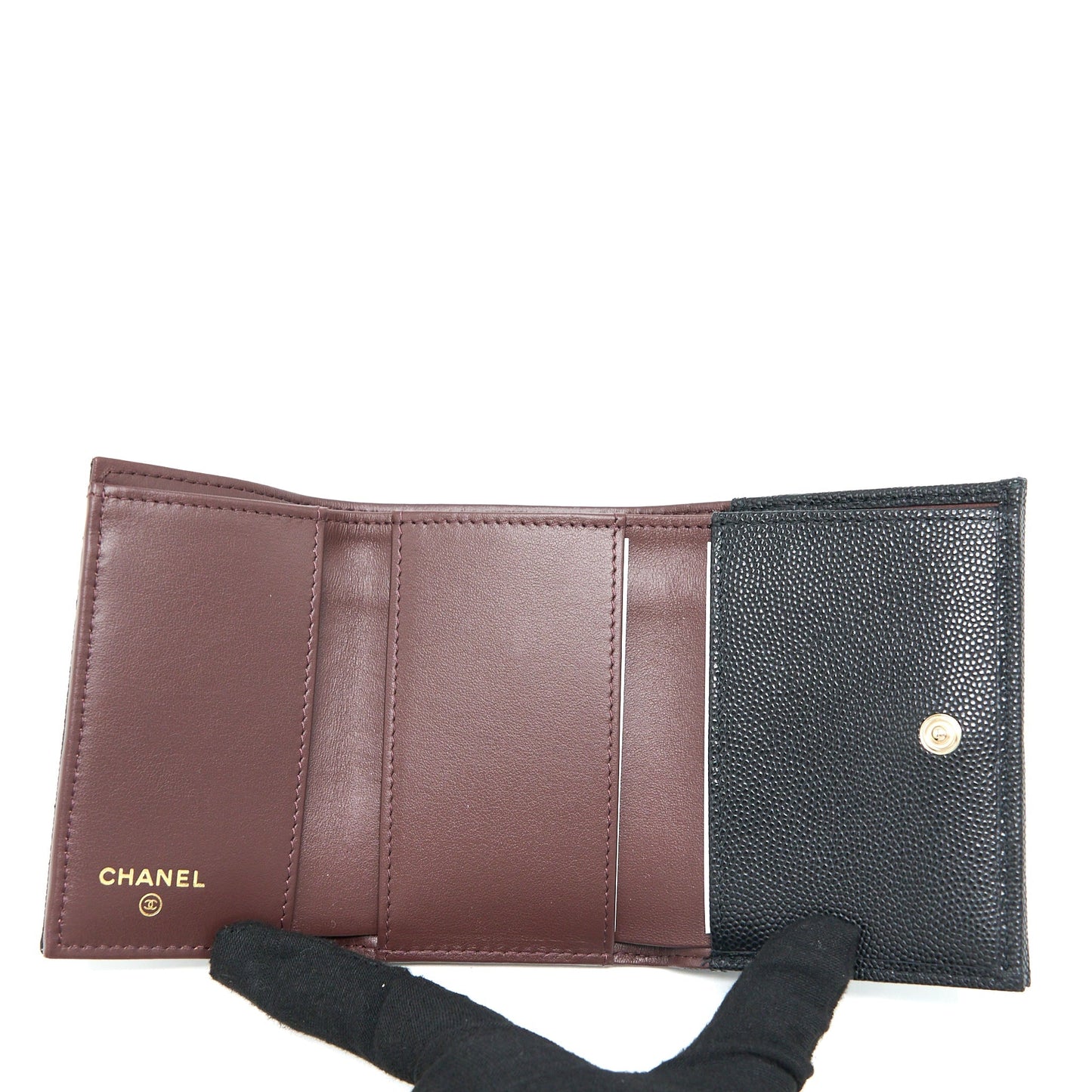Chanel Small Compact Wallet Caviar Black L (Microchip)