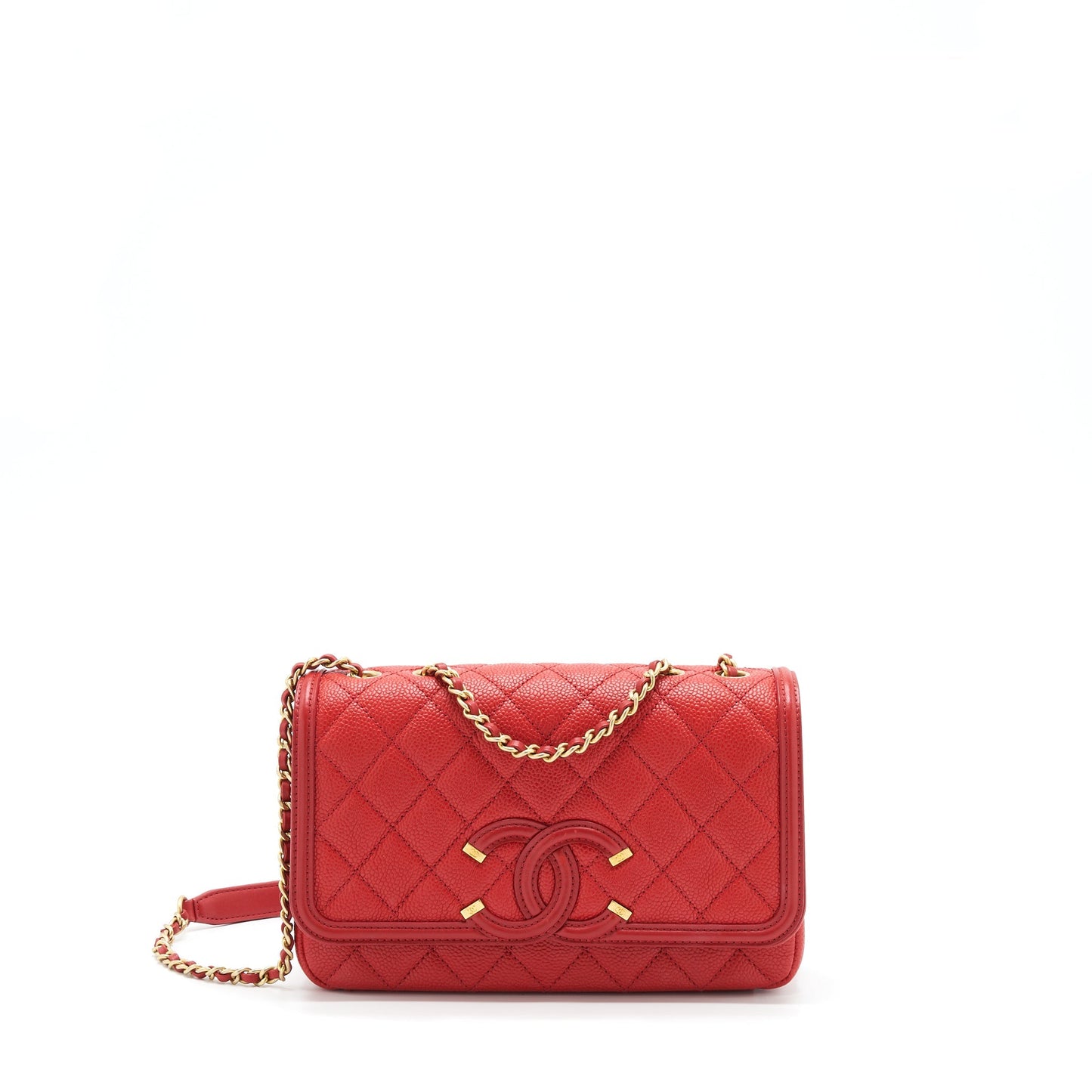 Chanel Filigree Flap Bag Caviar Red
