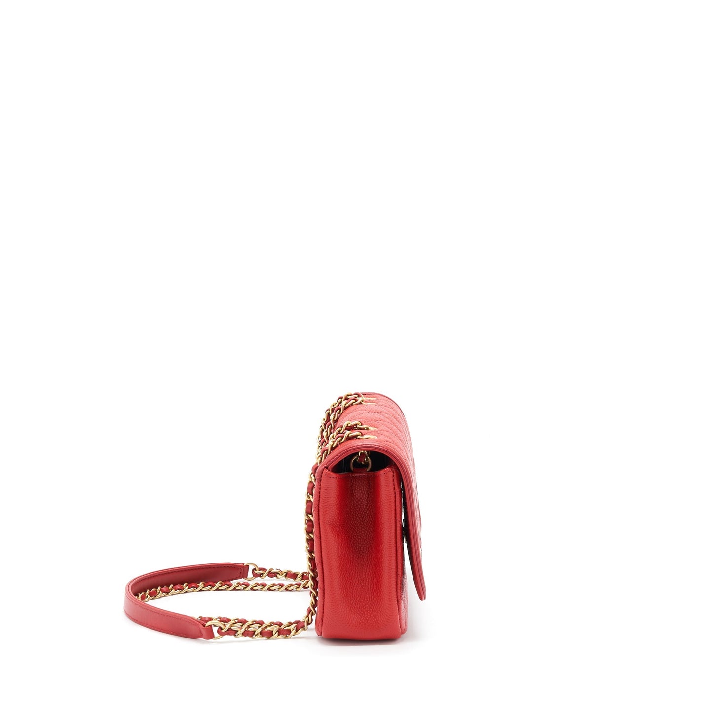Chanel Filigree Flap Bag Caviar Red