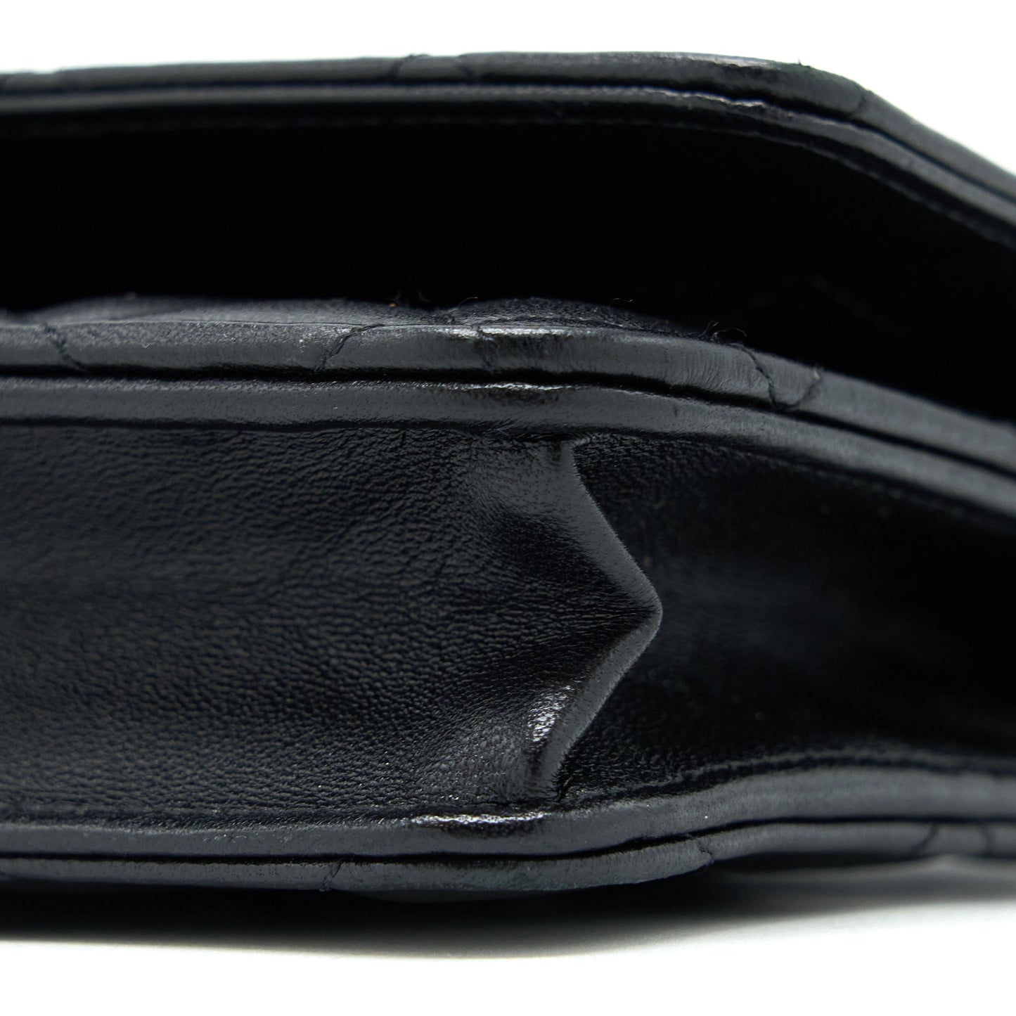 Chanel Ribbon Wallet On Chain Lambskin Black L (Microchip)
