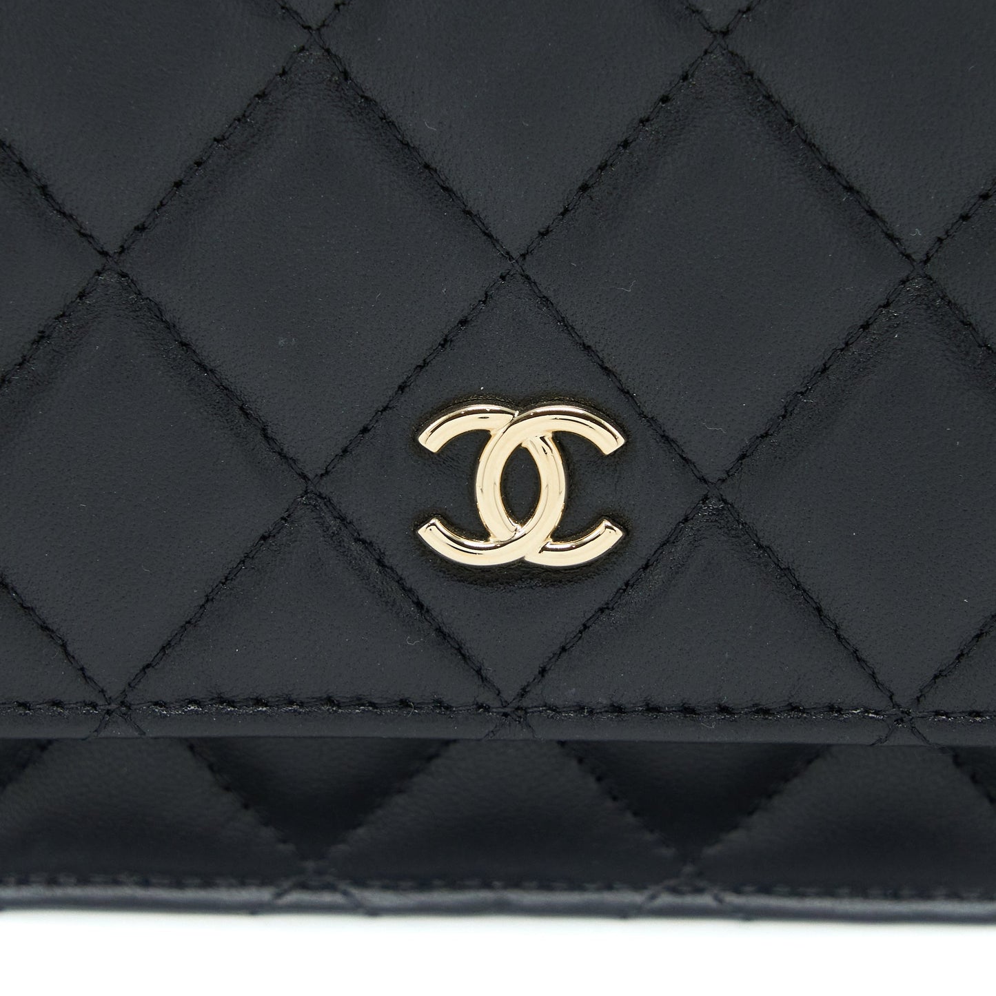Chanel Ribbon Wallet On Chain Lambskin Black L (Microchip)