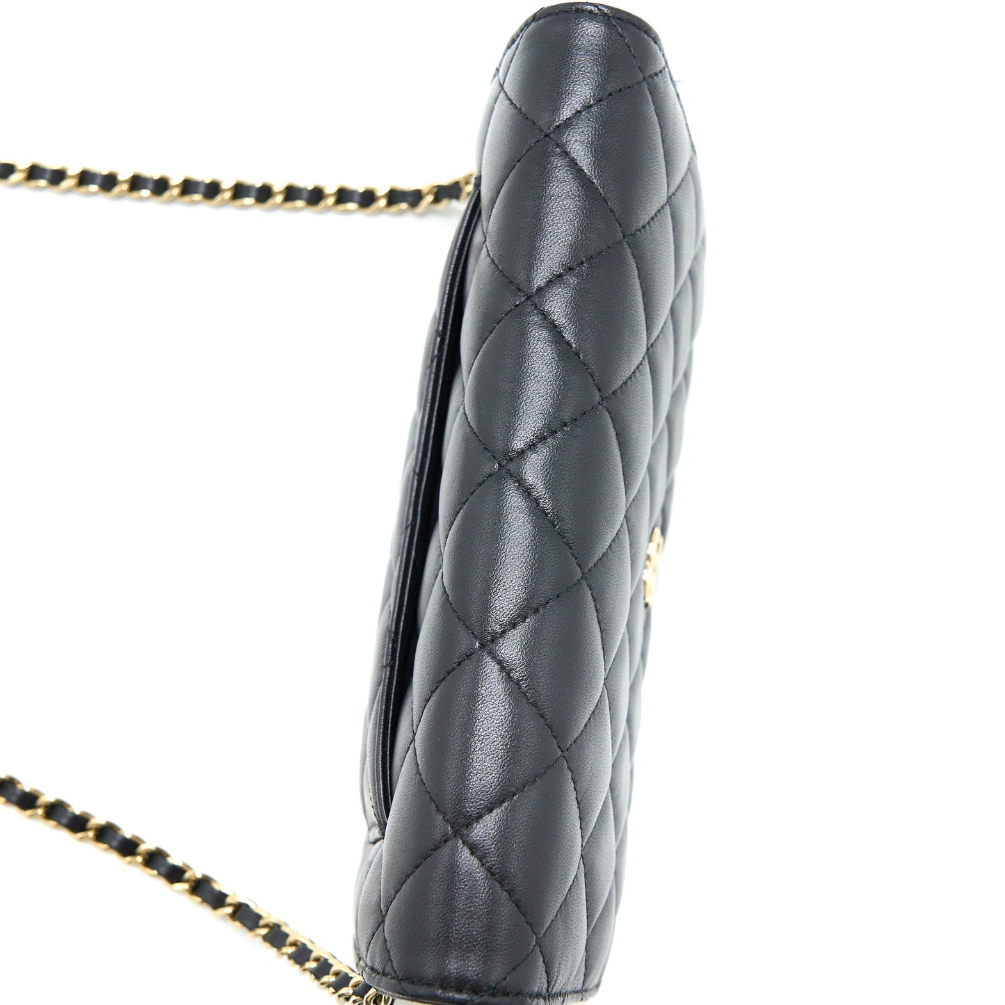 Chanel Ribbon Wallet On Chain Lambskin Black L (Microchip)
