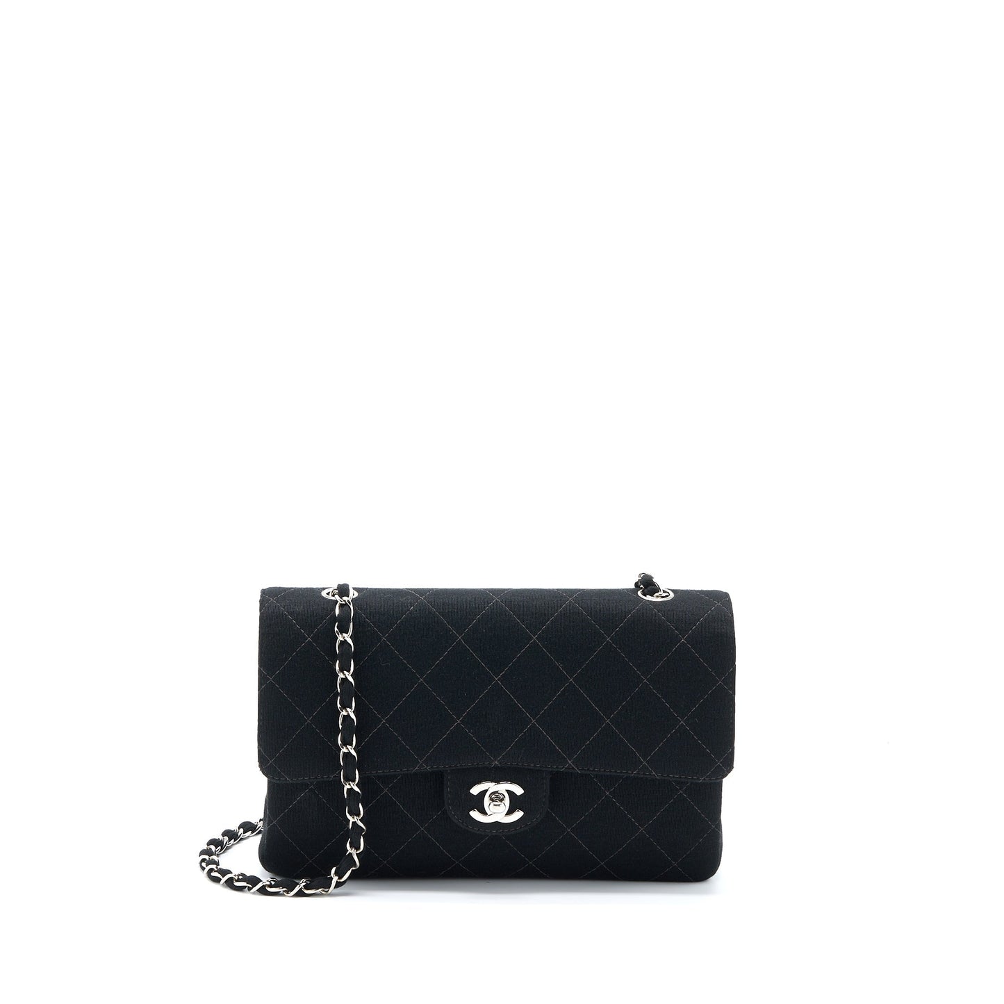 Chanel  Medium Single Flap Bag Fabric Black