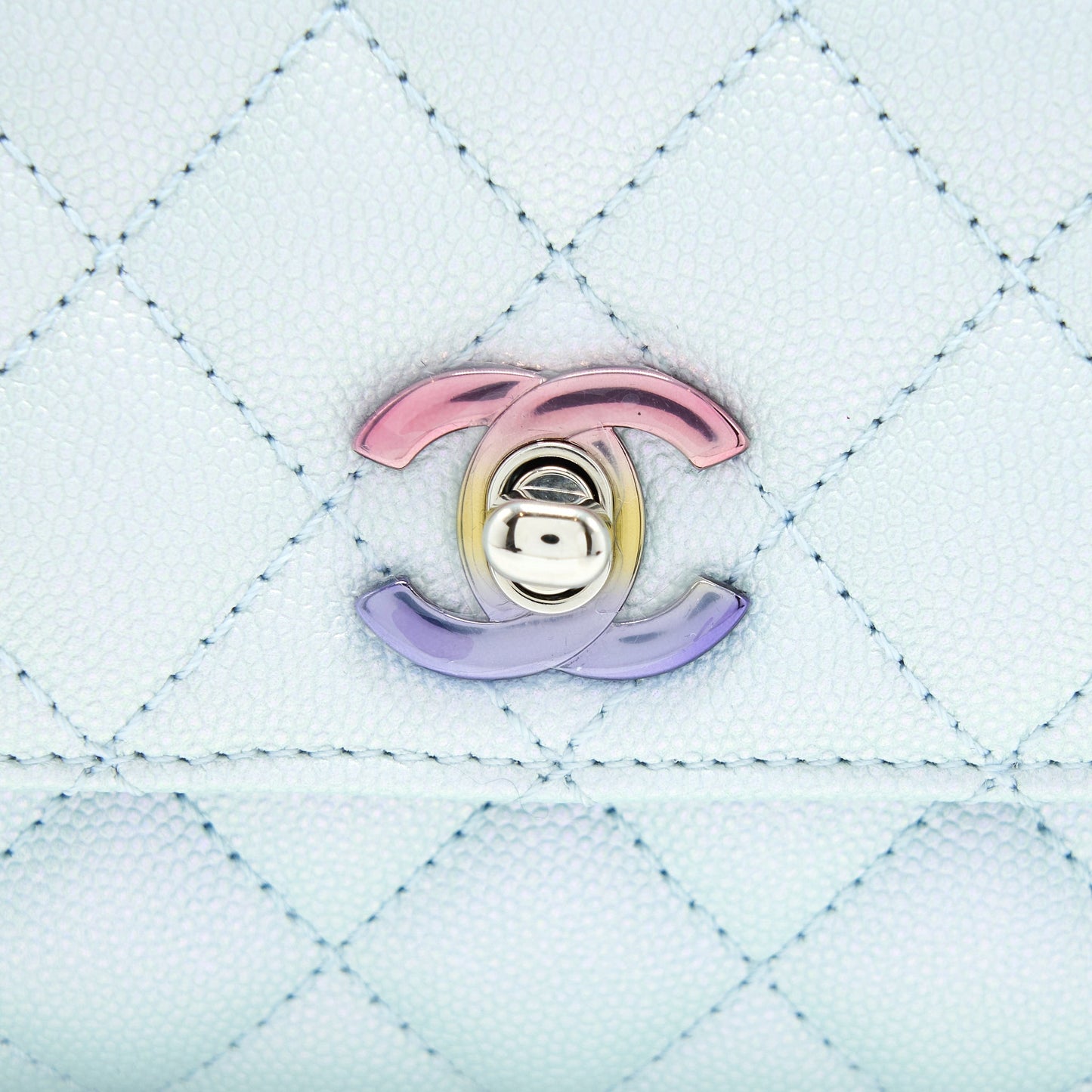 Chanel Mini Coco Handle Ombre Iridescent Caviar Light Blue Multicolour Hardware (Microchip)