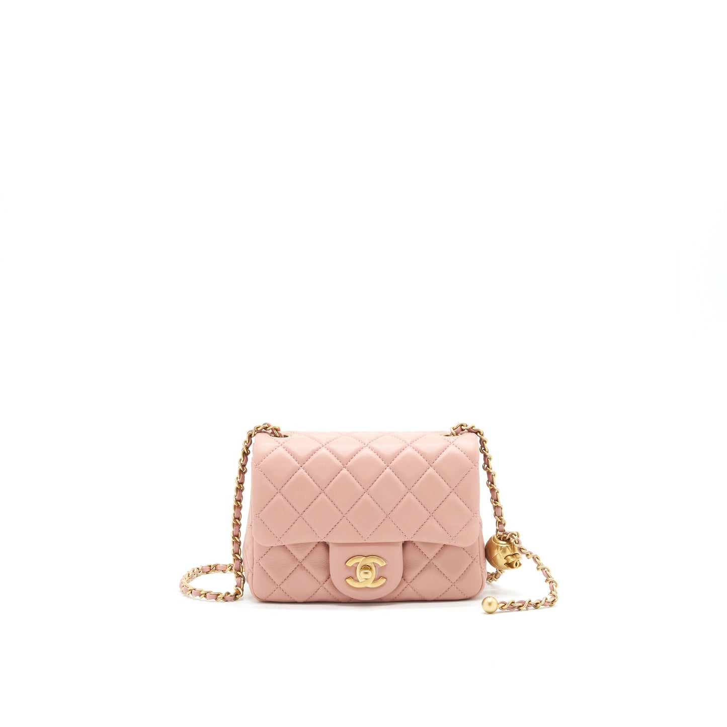 Chanel 21B Light Pink Pearl Crush Mini Square Flap Bag